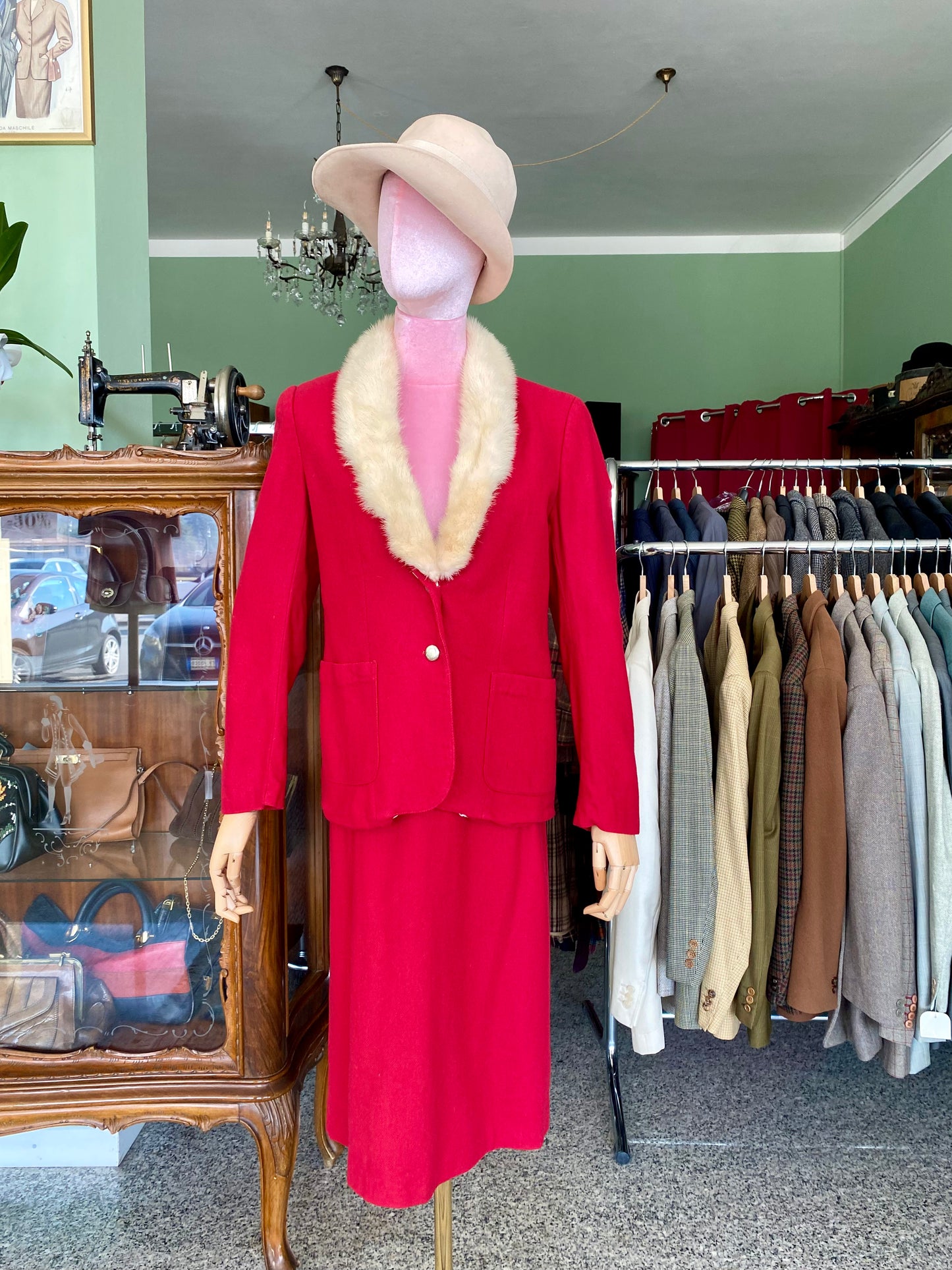 Tailleur rosso in lana - TG. 46