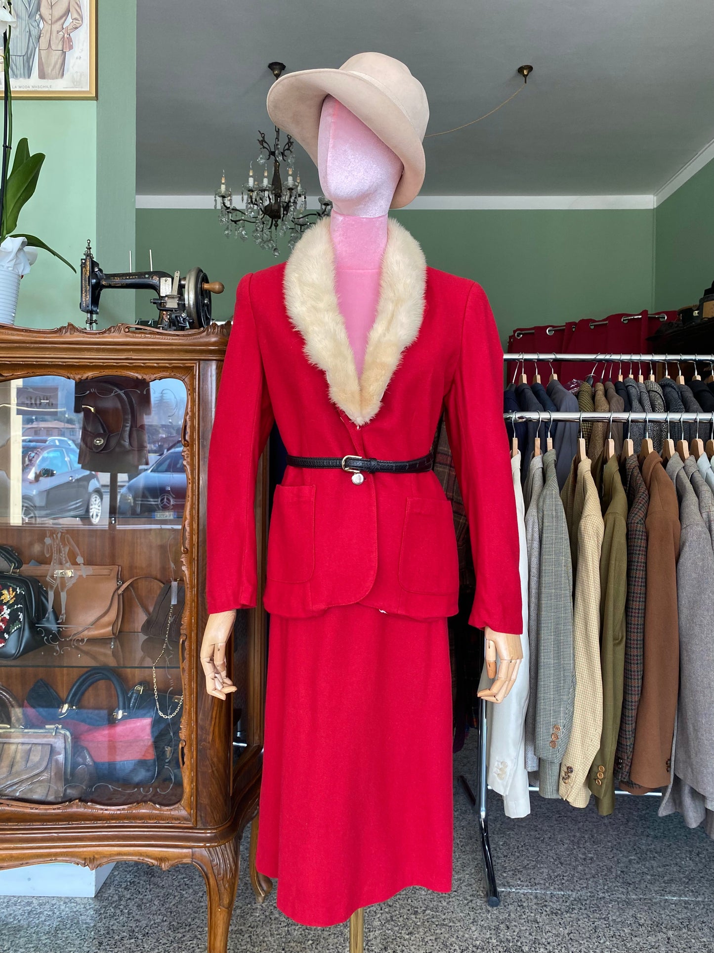 Tailleur rosso in lana - TG. 46