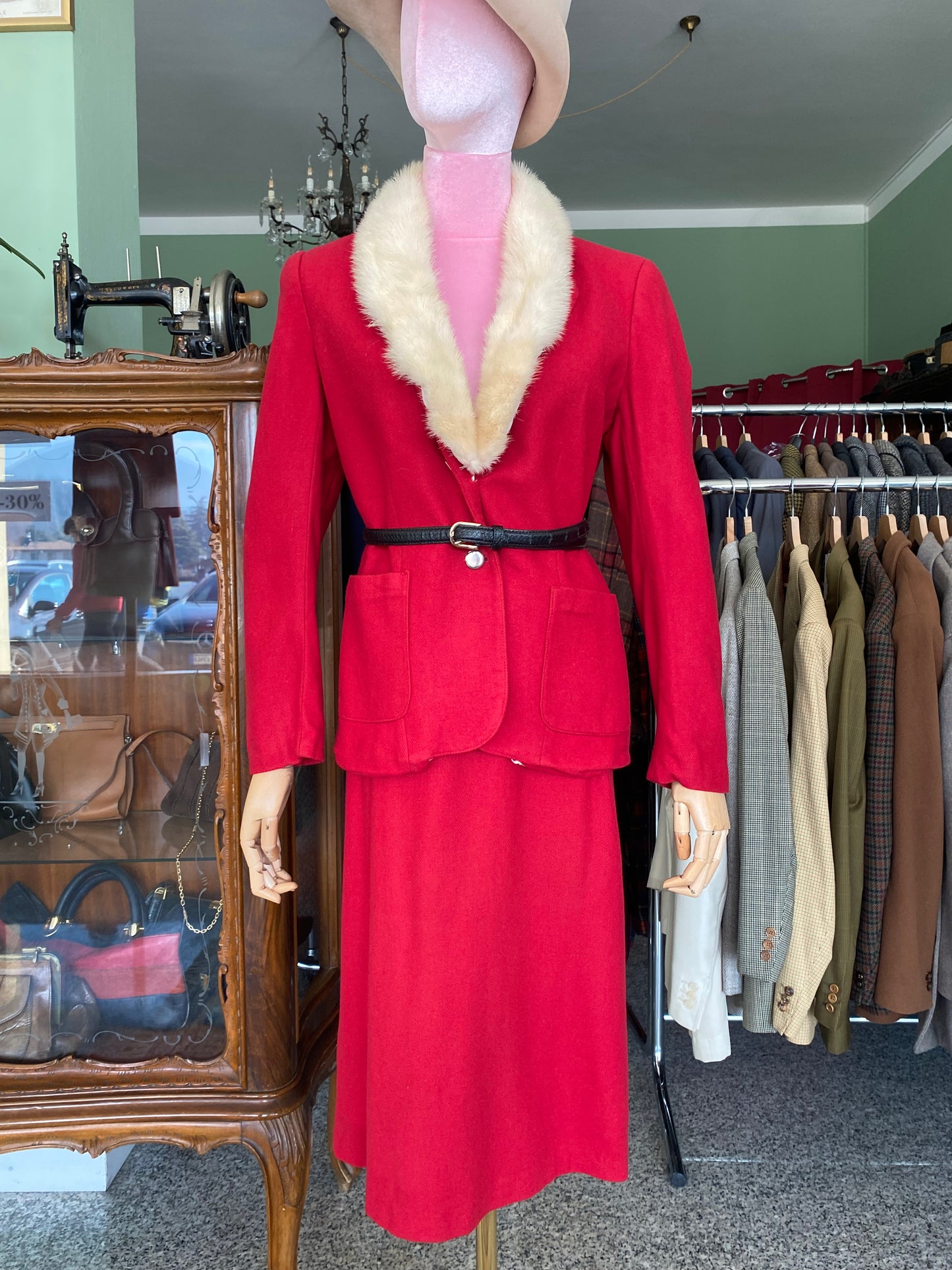 Tailleur rosso in lana - TG. 46