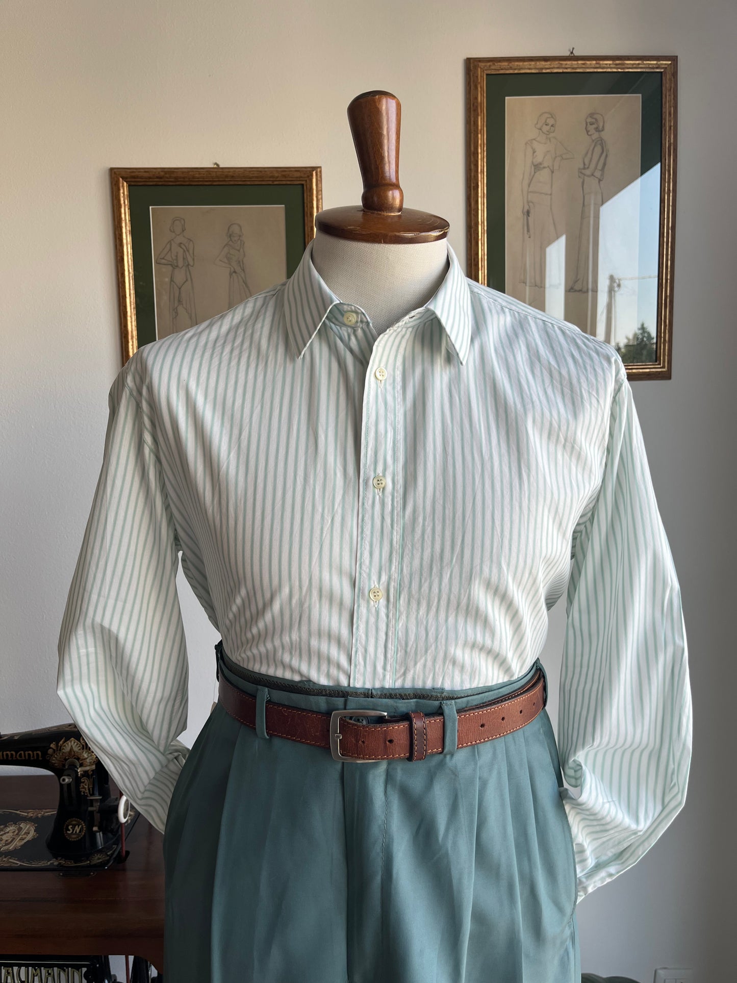 Camicia a righe verdi