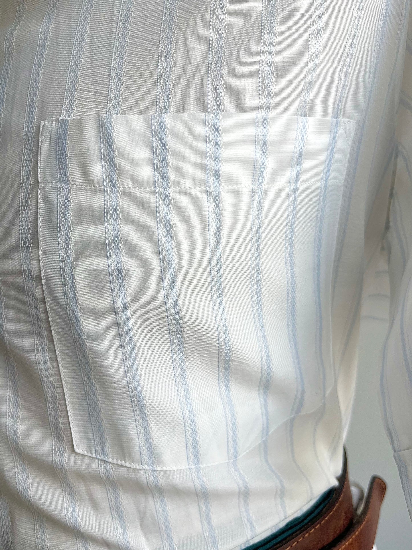 Camicia maniche corte a righe azzurre