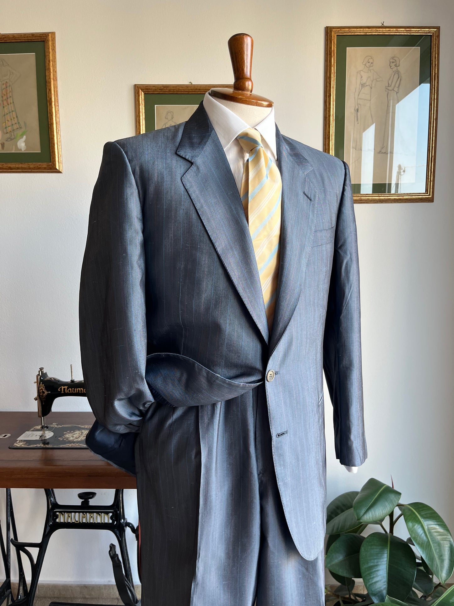 Completo anni ‘80 pura seta blu