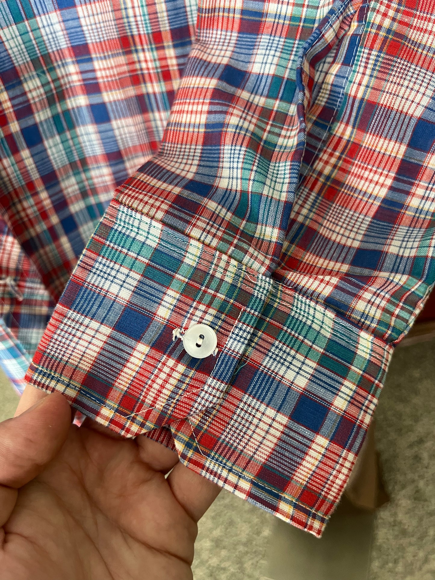 Camicia anni ‘70 a quadri blu e rossa