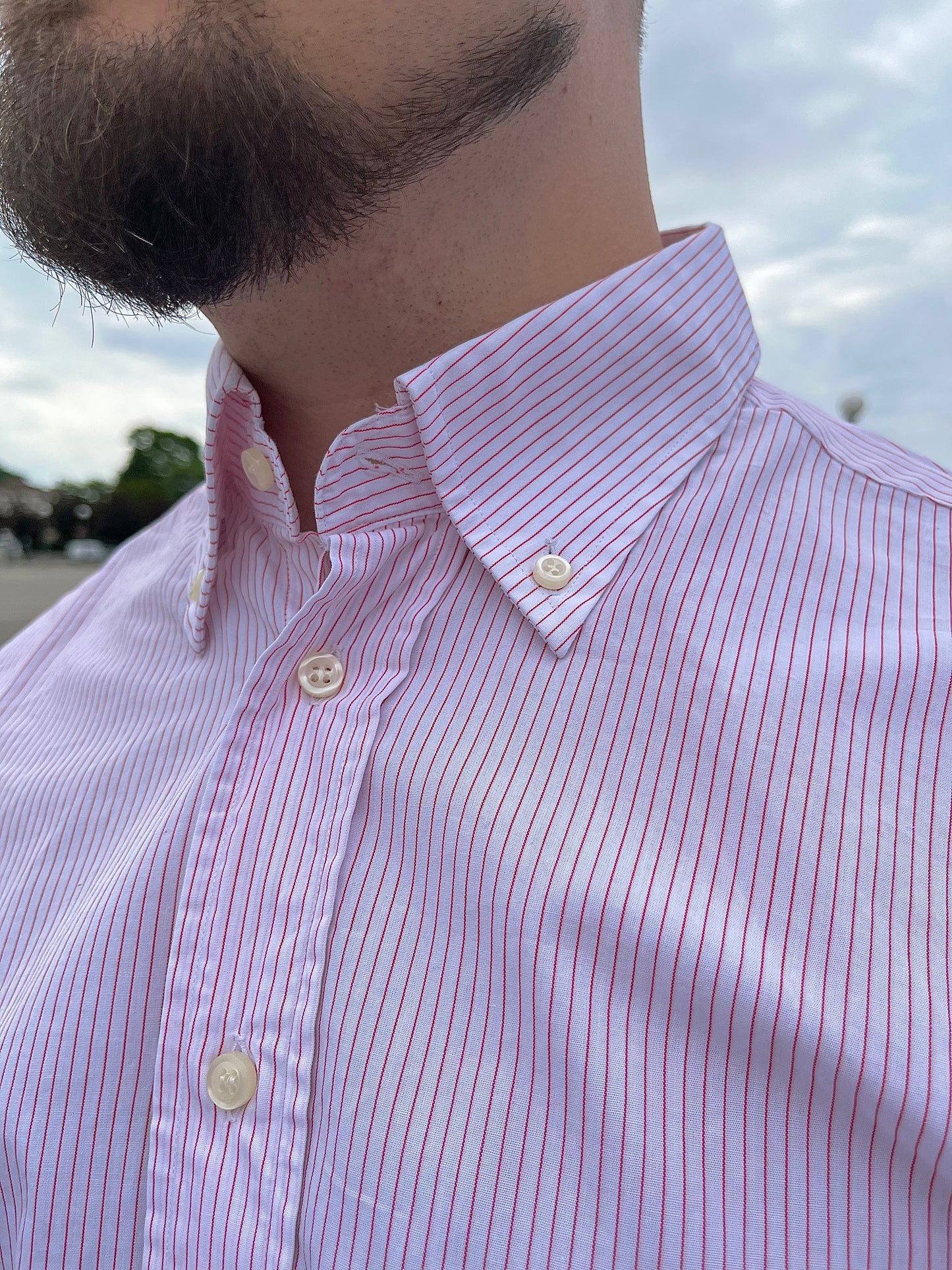 Camicia cotone a righe rosse