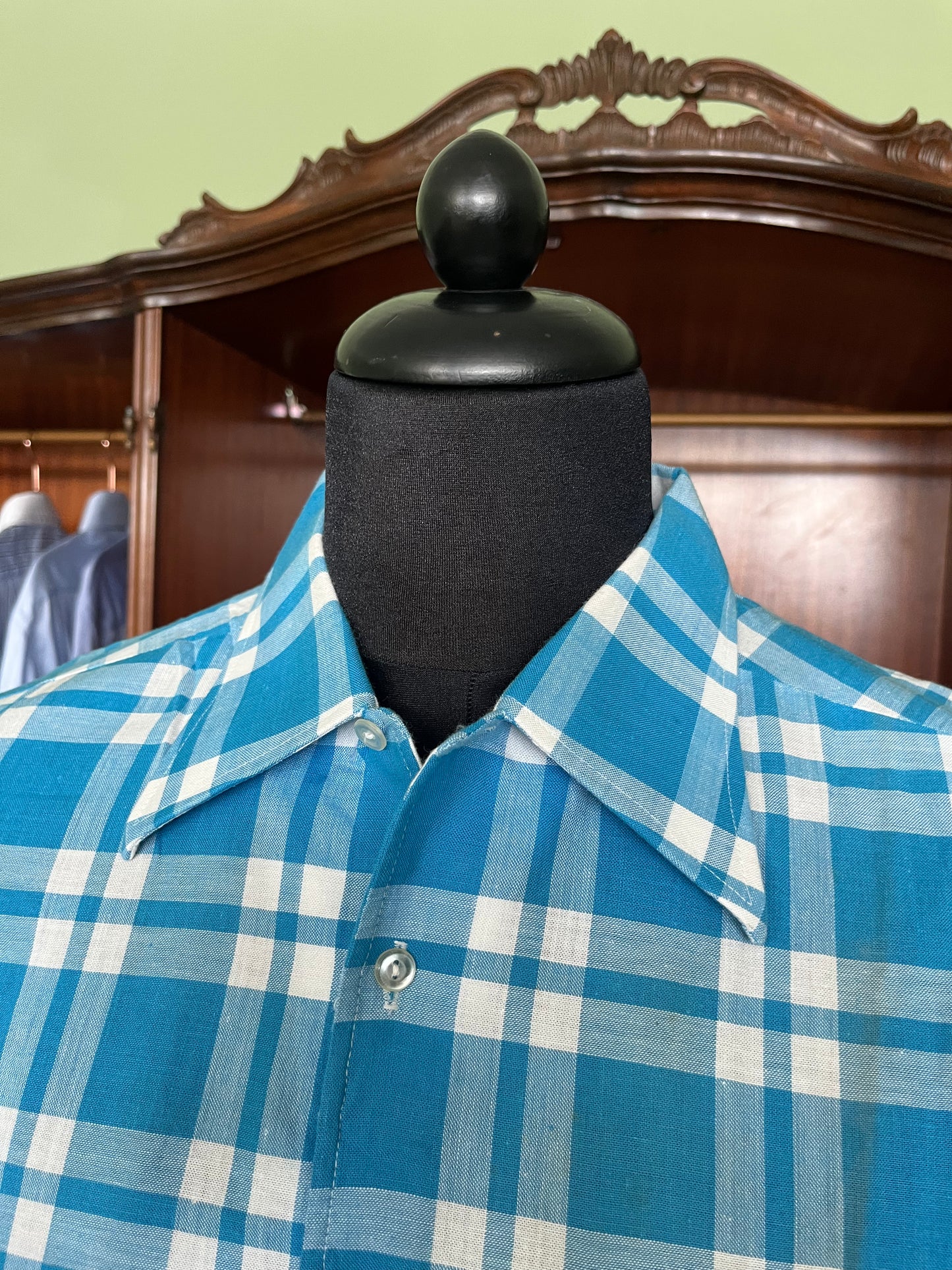 Camicia anni ‘70 vichy celeste