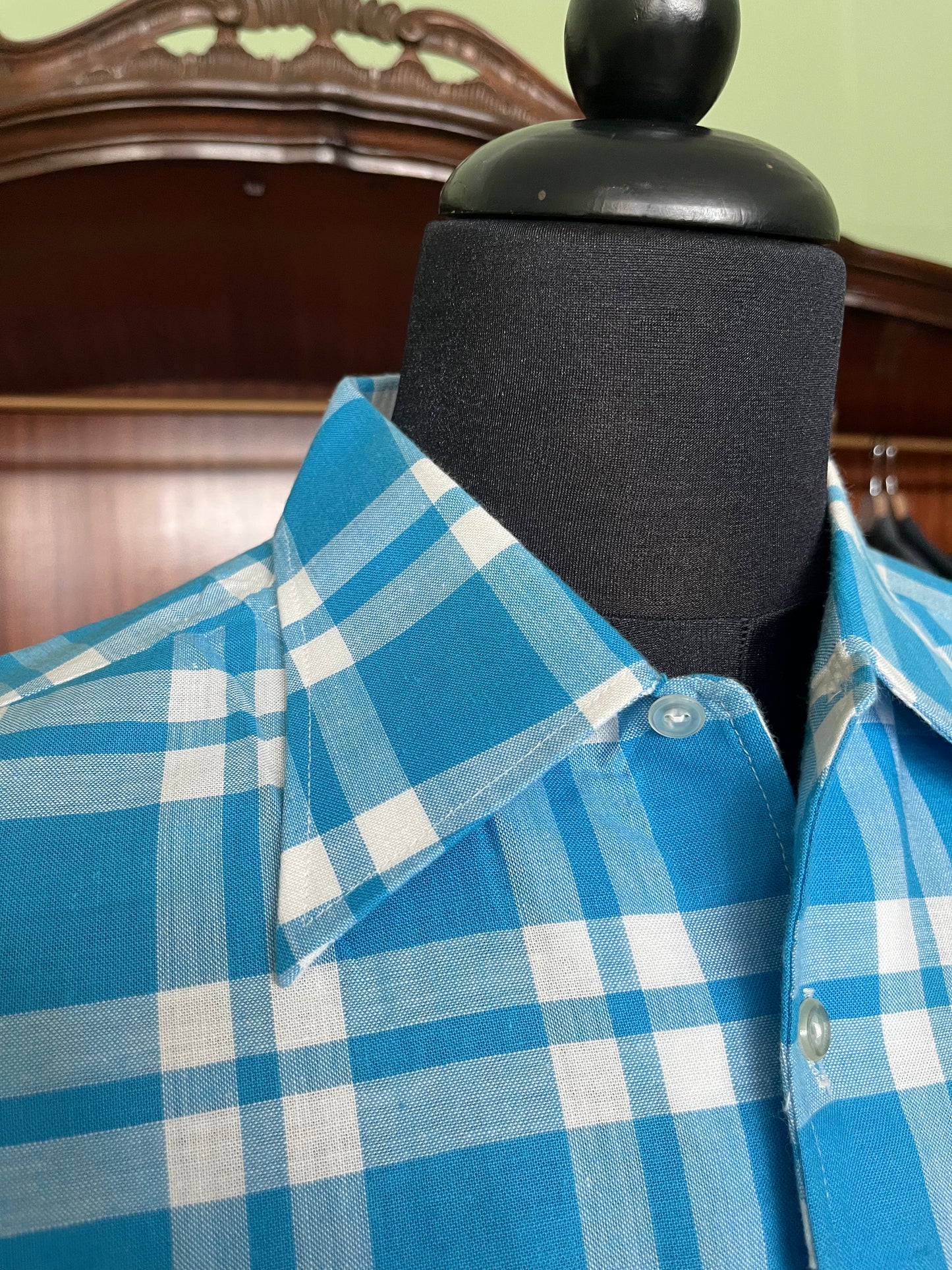 Camicia anni ‘70 vichy celeste