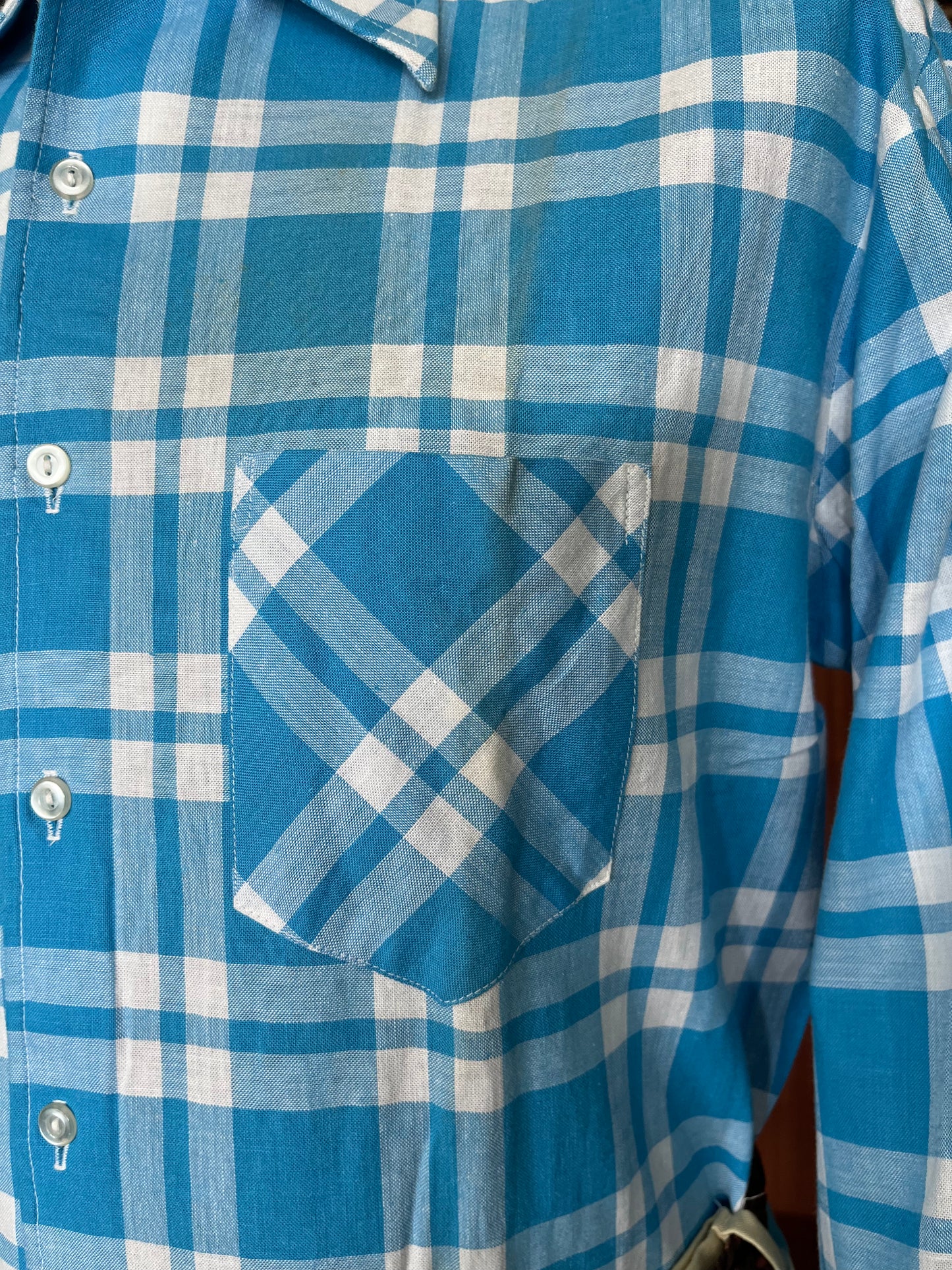 Camicia anni ‘70 vichy celeste