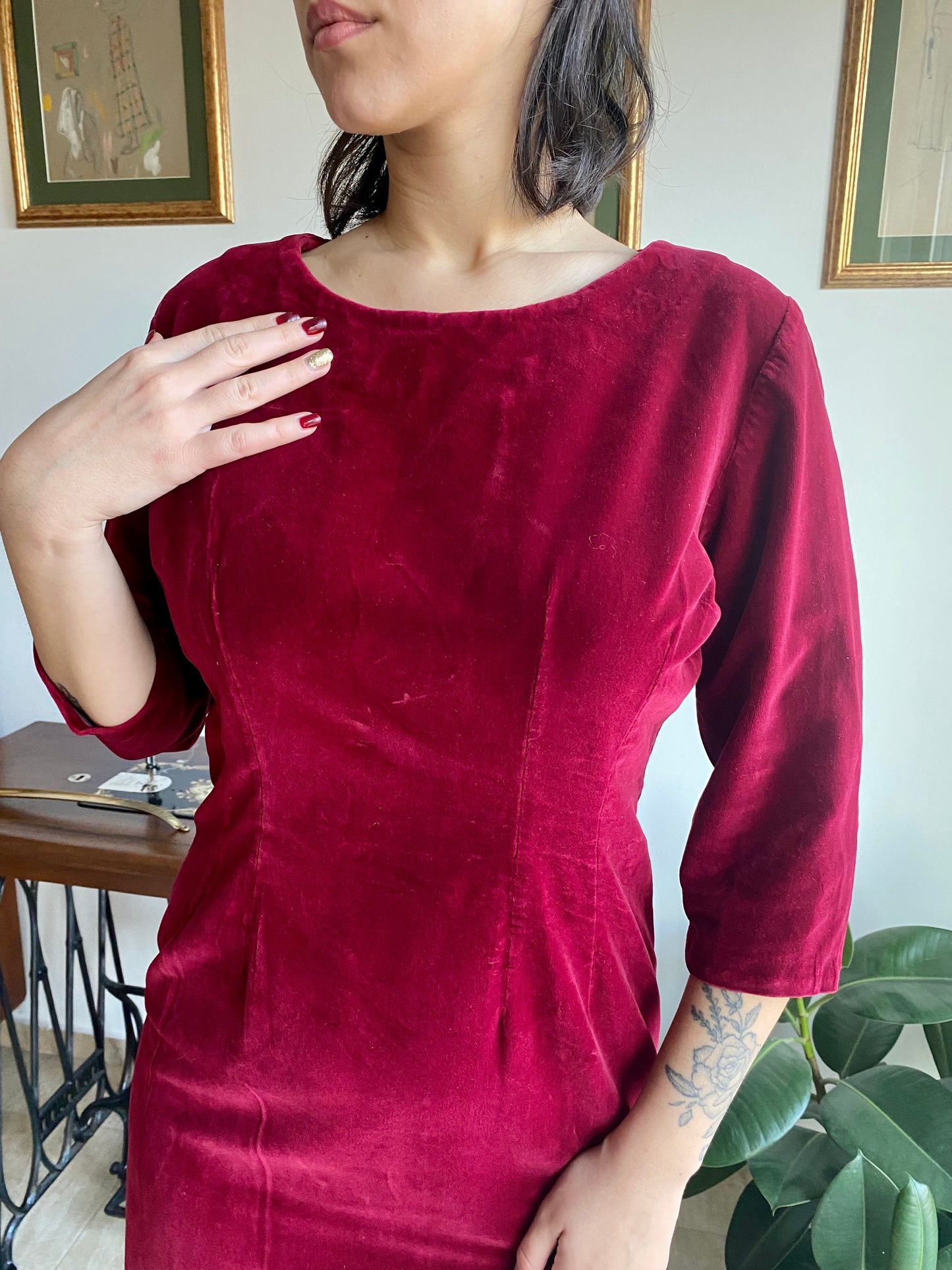 Abito anni ‘60 borgogna - TG. 40