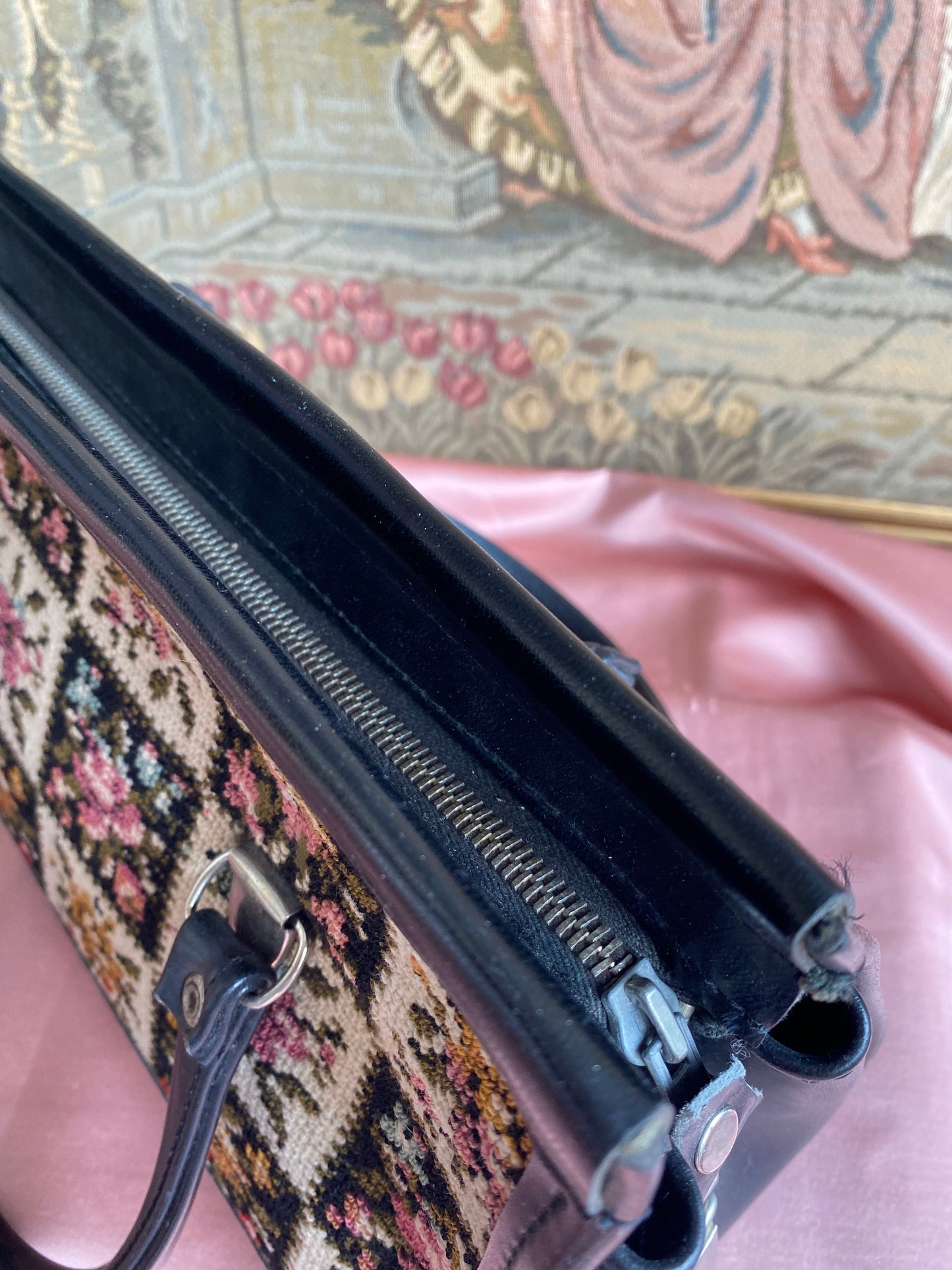 Borsa anni ‘60 ricamo mezzo punto - riquadri