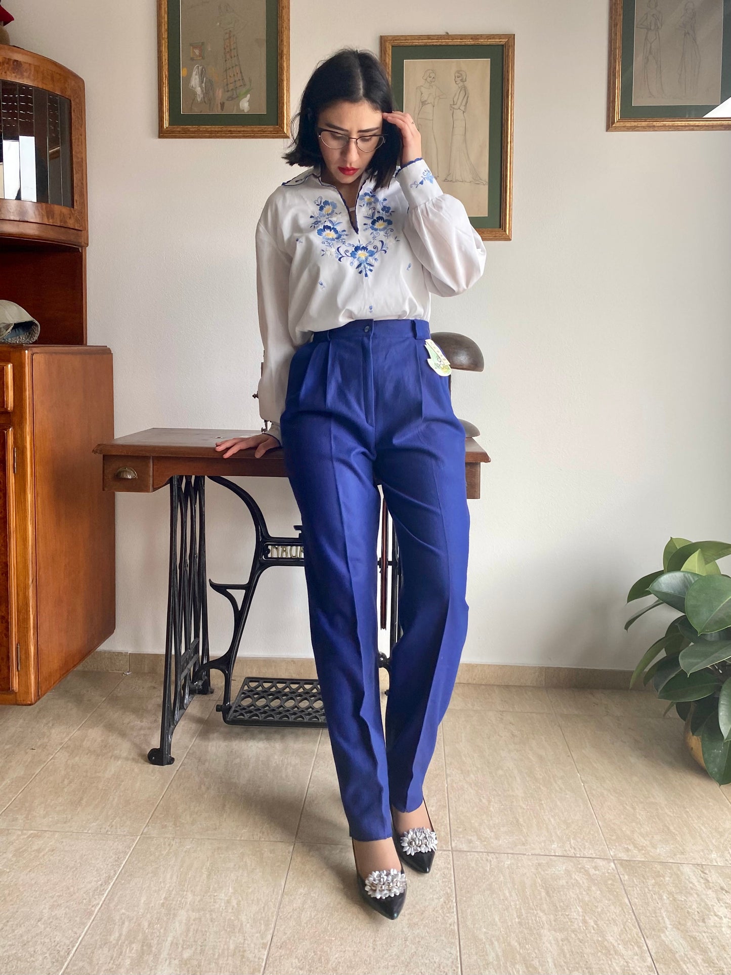 Pantaloni in lana blu - TG. 40