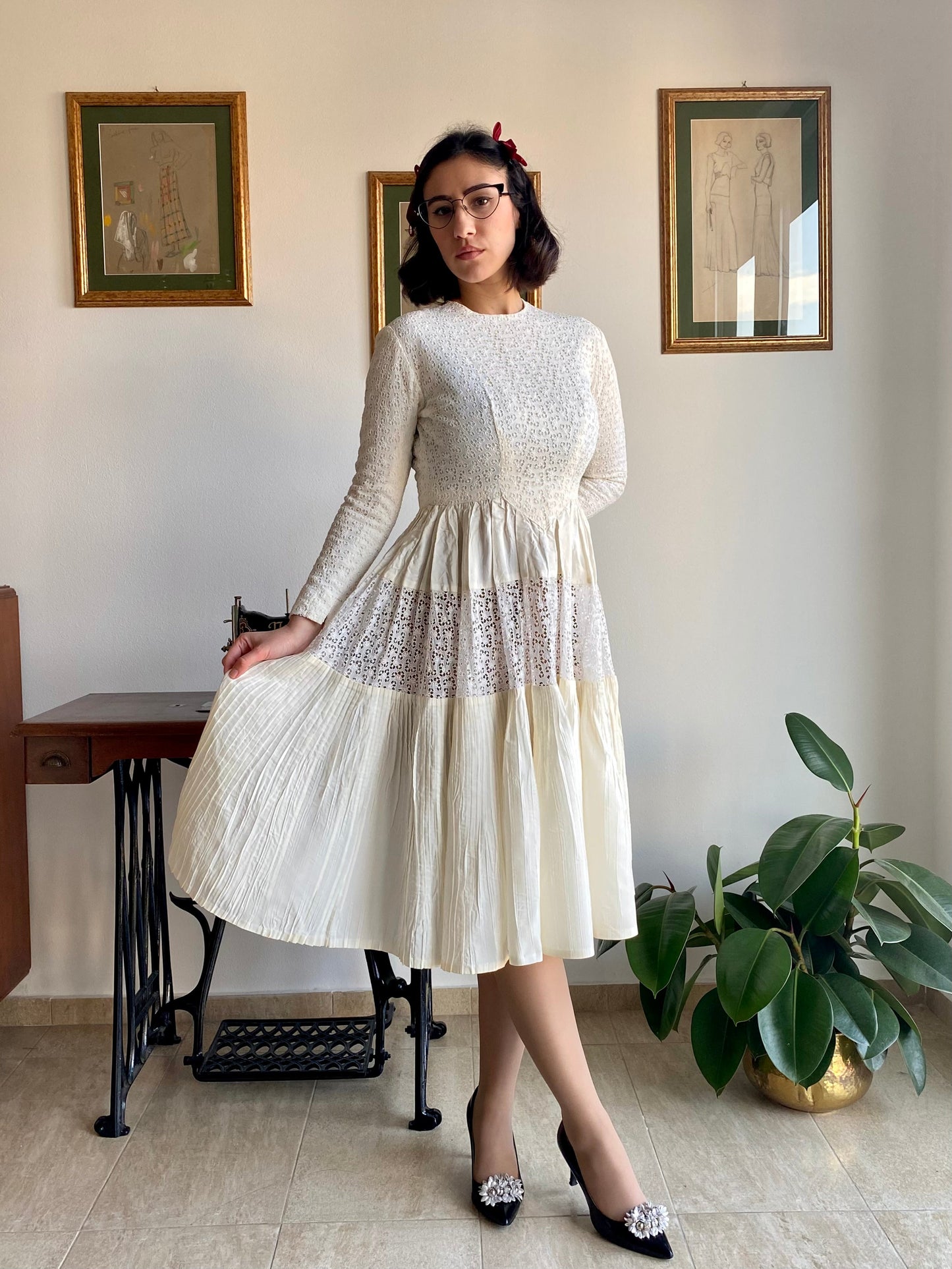 Abito anni ‘50 in pizzo - TG. 36/38
