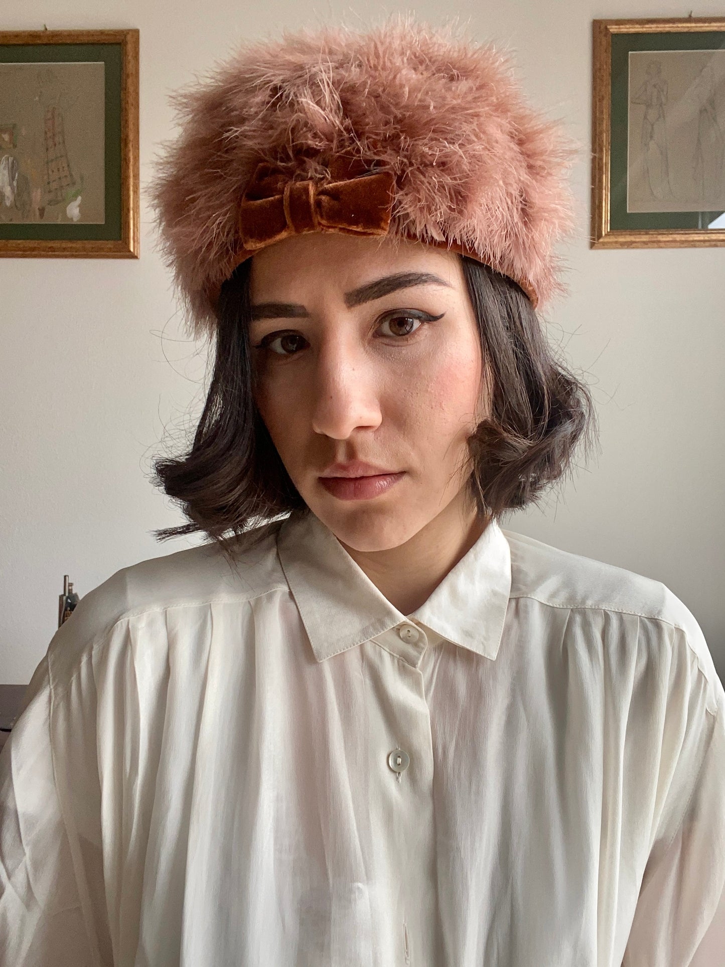 Cappello anni ‘60 piume di struzzo