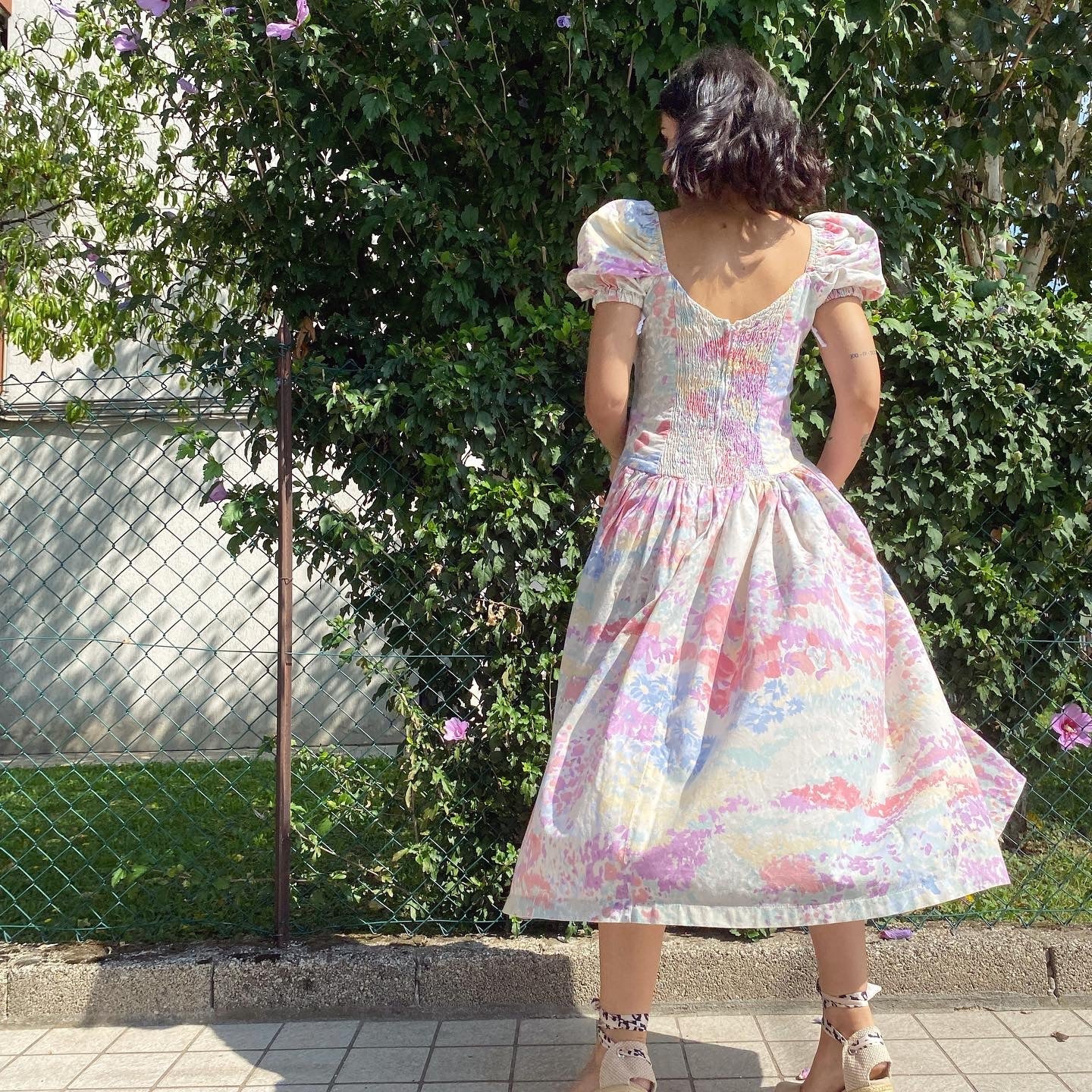 Abito anni ‘80 romantico in cotone - TG. 40/42