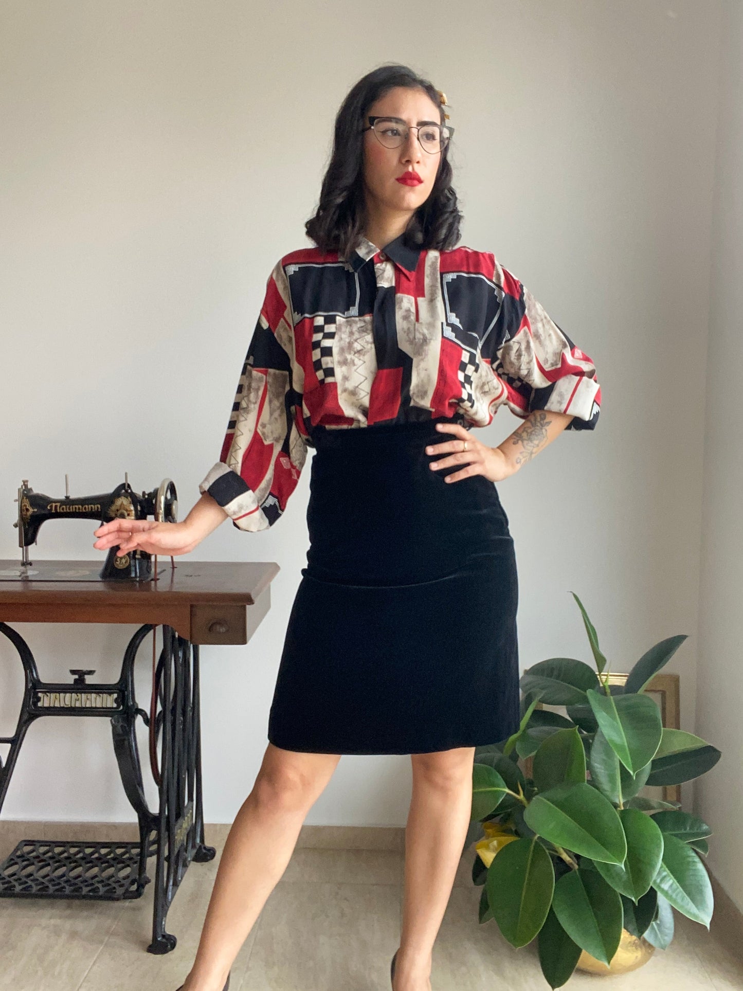 Gonna nera in velluto