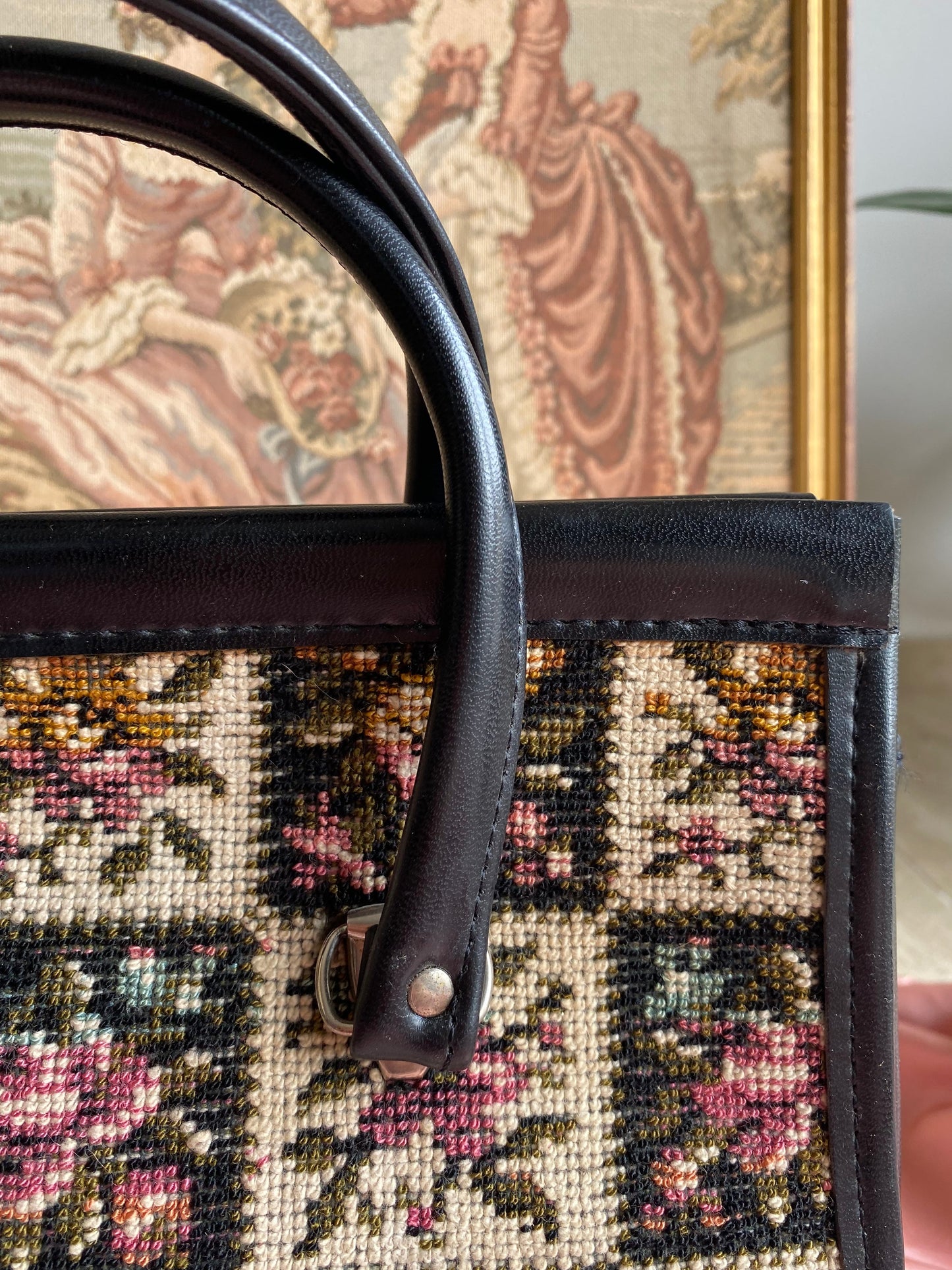 Borsa anni ‘60 ricamo mezzo punto - riquadri