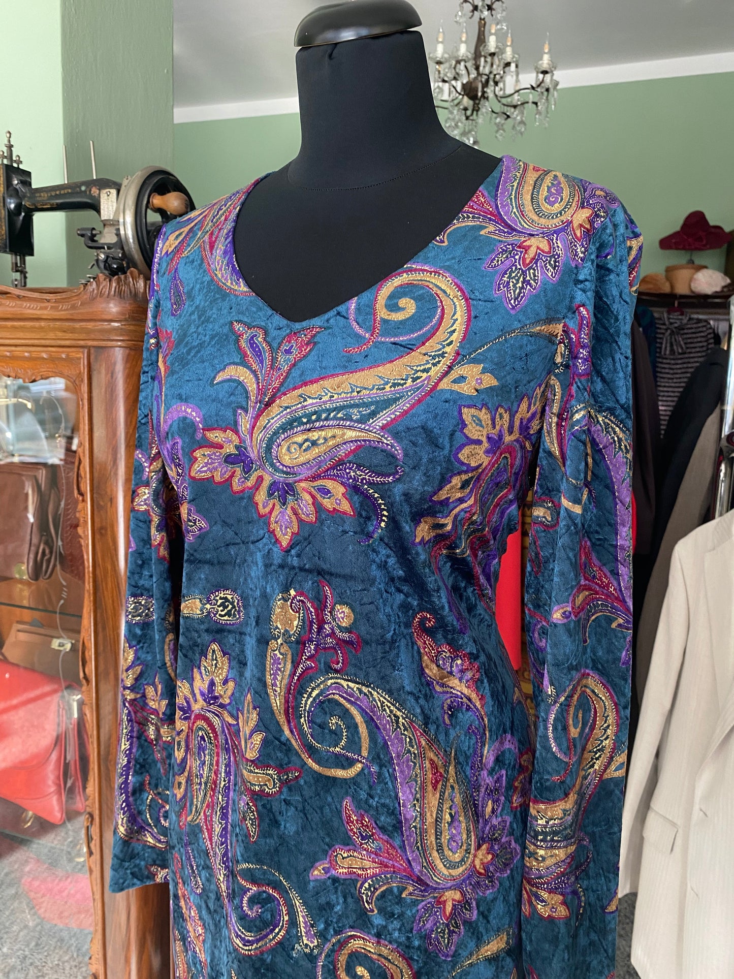 Abito in velluto ottanio - TG. 42