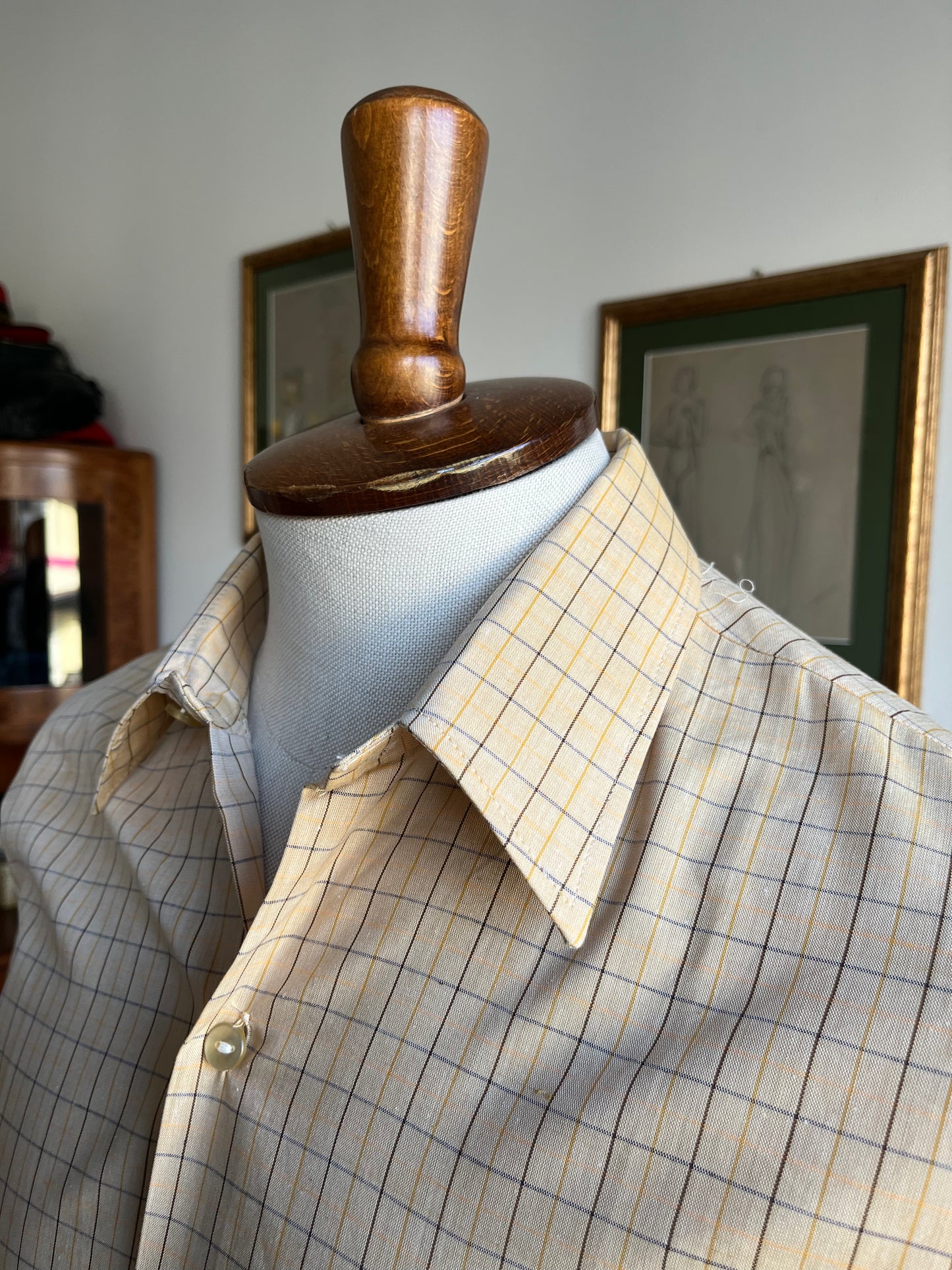 Camicia anni '70 a quadri ocra