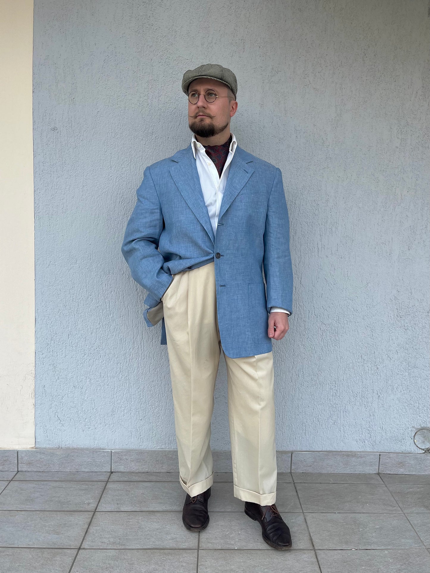 Giacca in puro lino azzurra