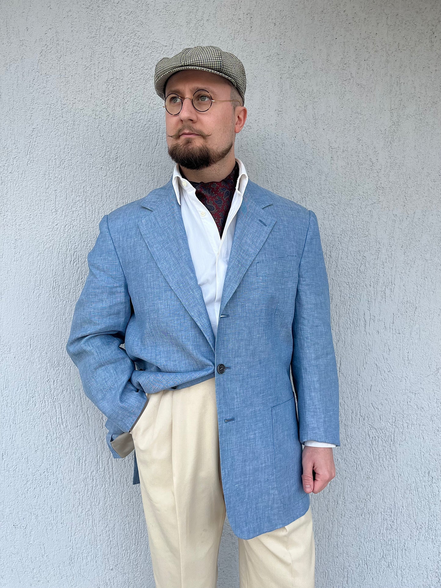Giacca in puro lino azzurra