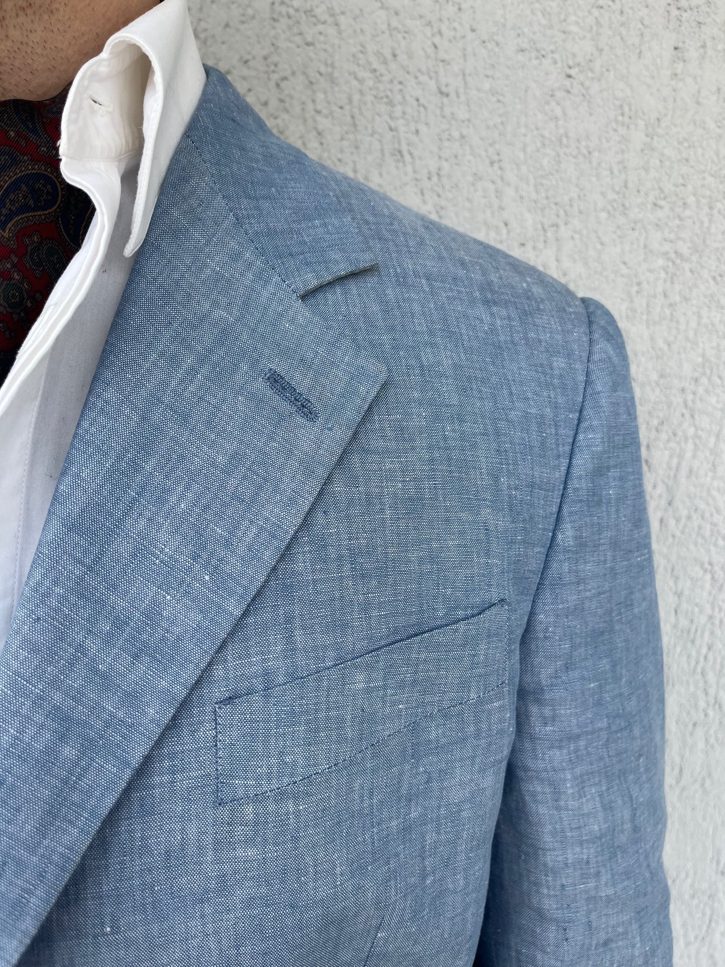 Giacca in puro lino azzurra