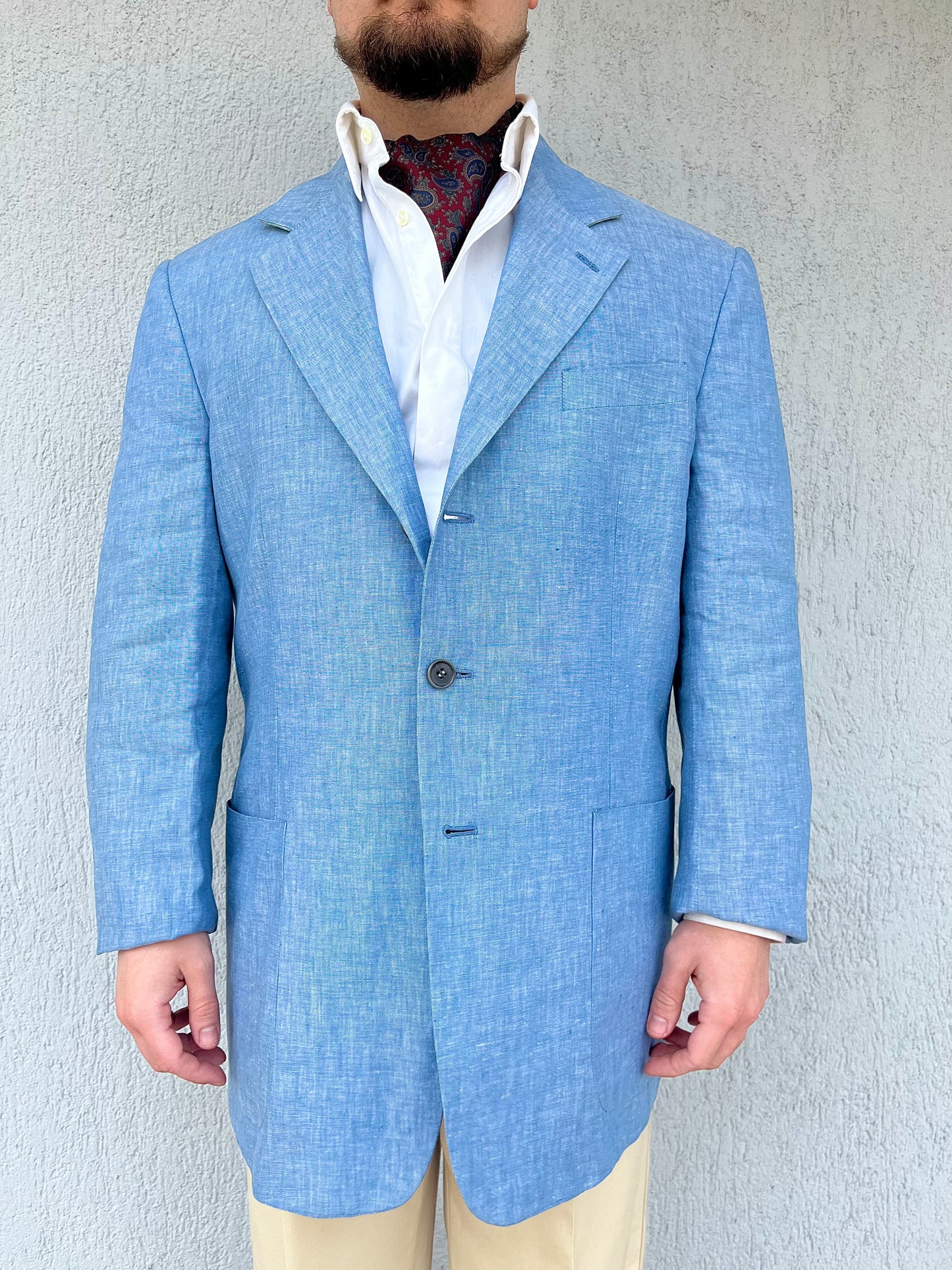 Giacca in puro lino azzurra