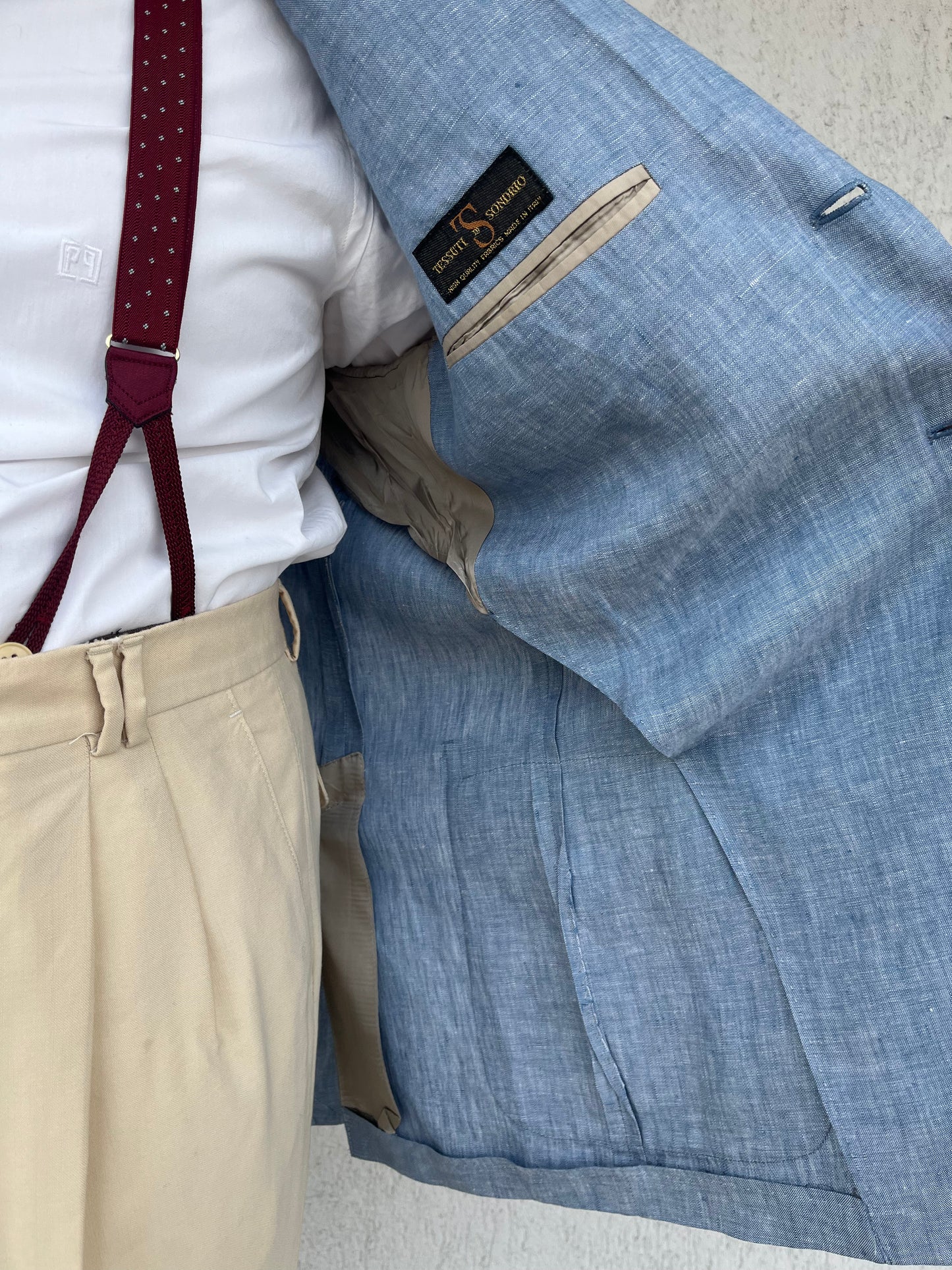 Giacca in puro lino azzurra