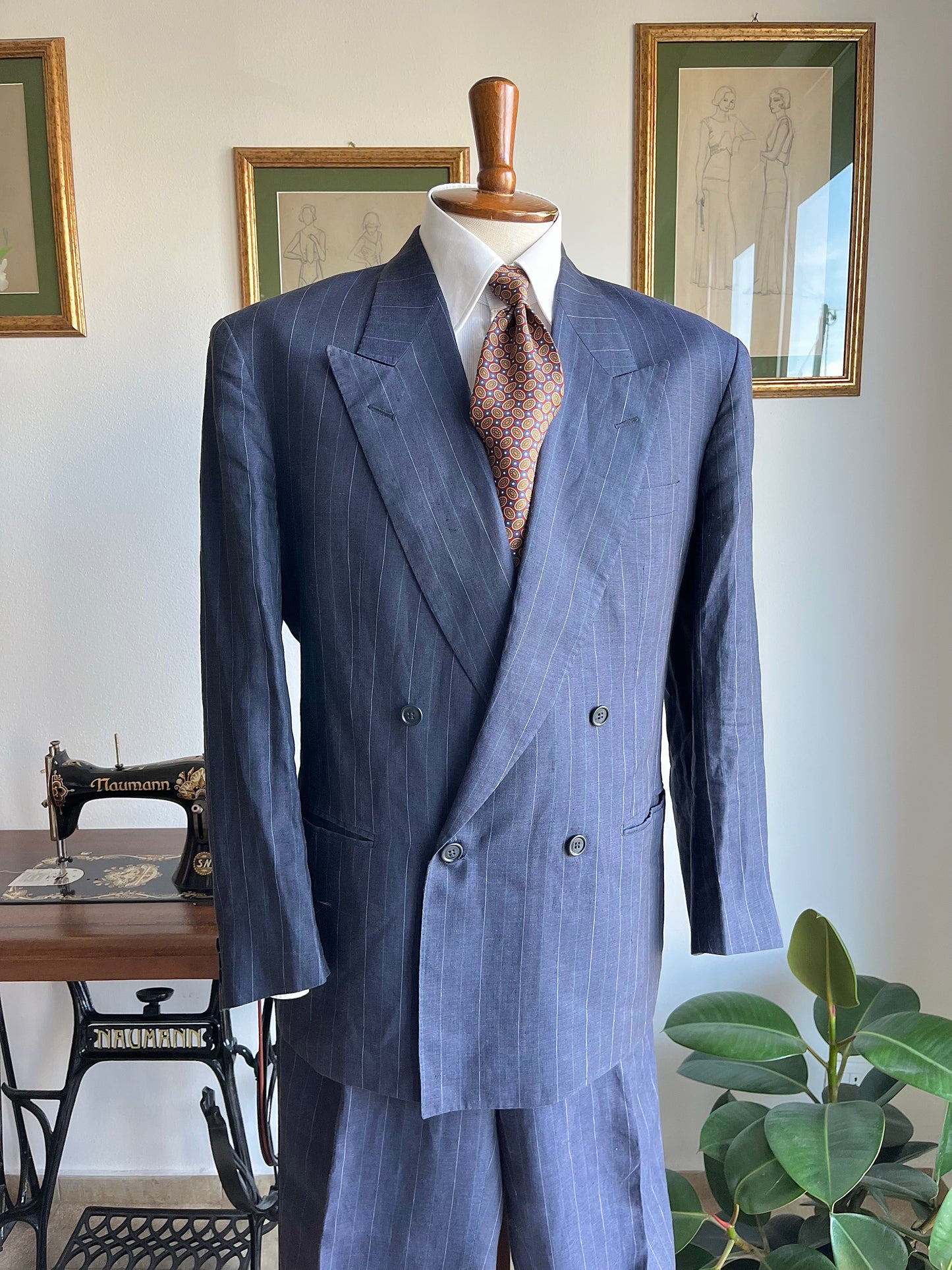 Completo anni '80 in puro lino tg. 54-56
