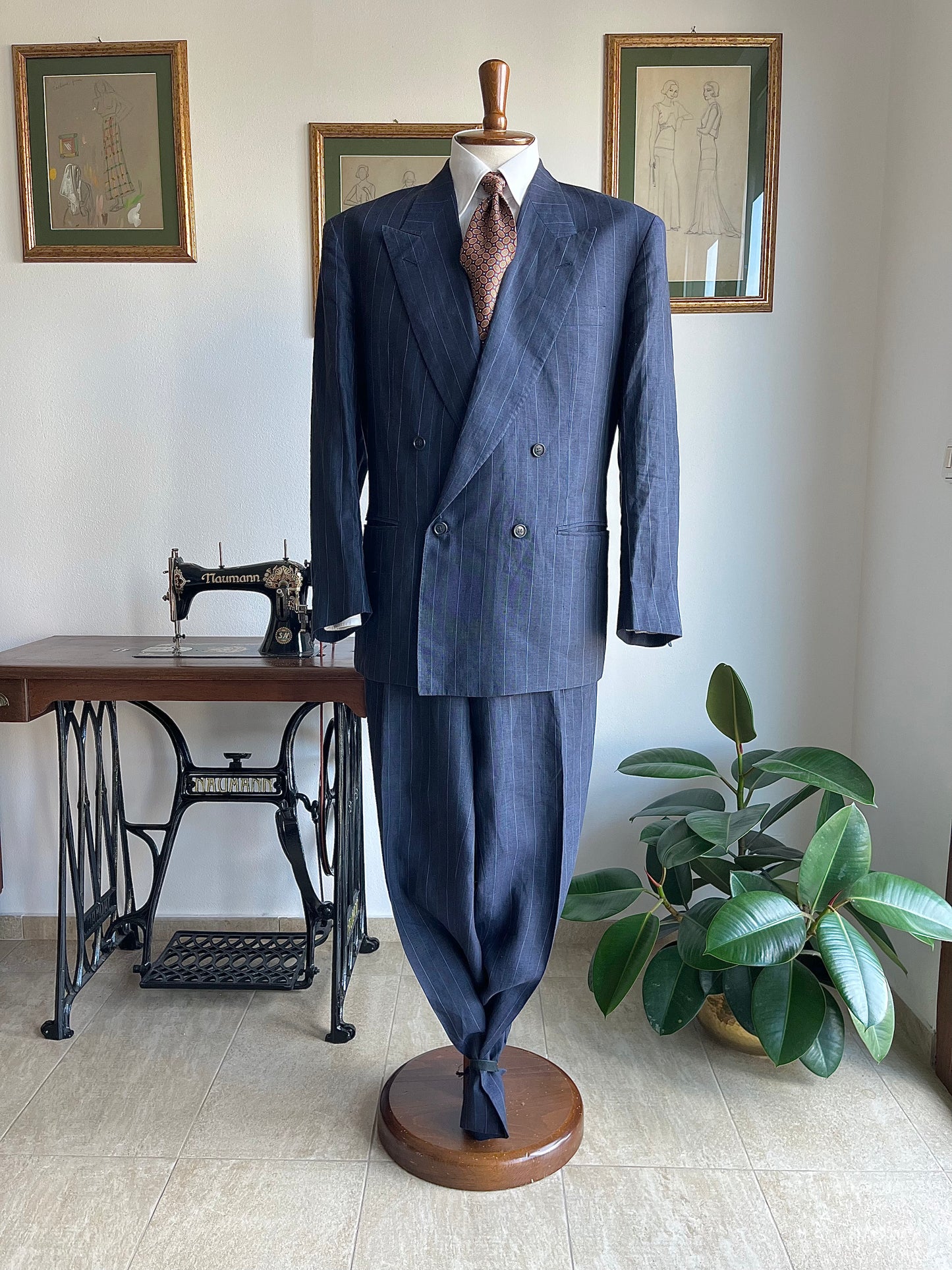 Completo anni '80 in puro lino tg. 54-56