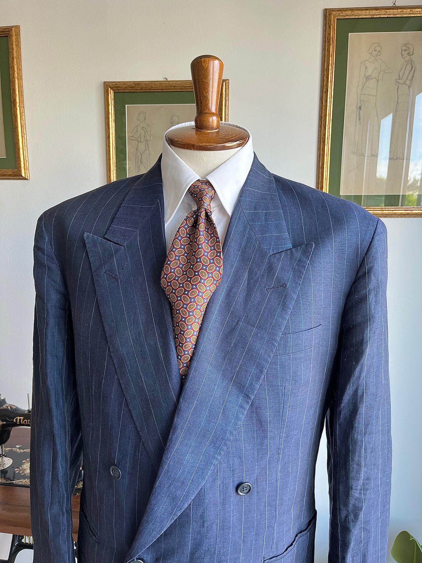 Completo anni '80 in puro lino tg. 54-56