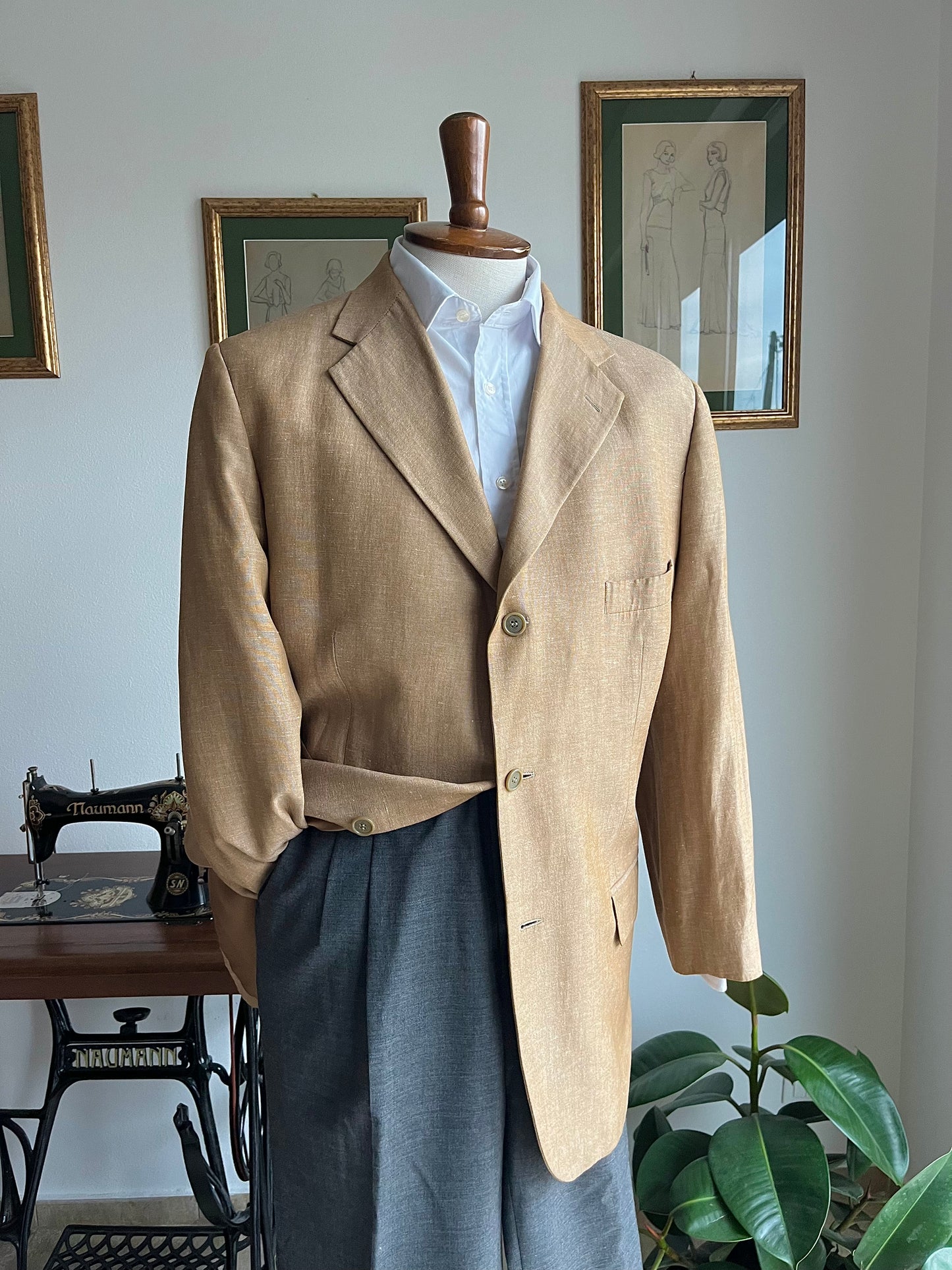 Giacca in lino beige