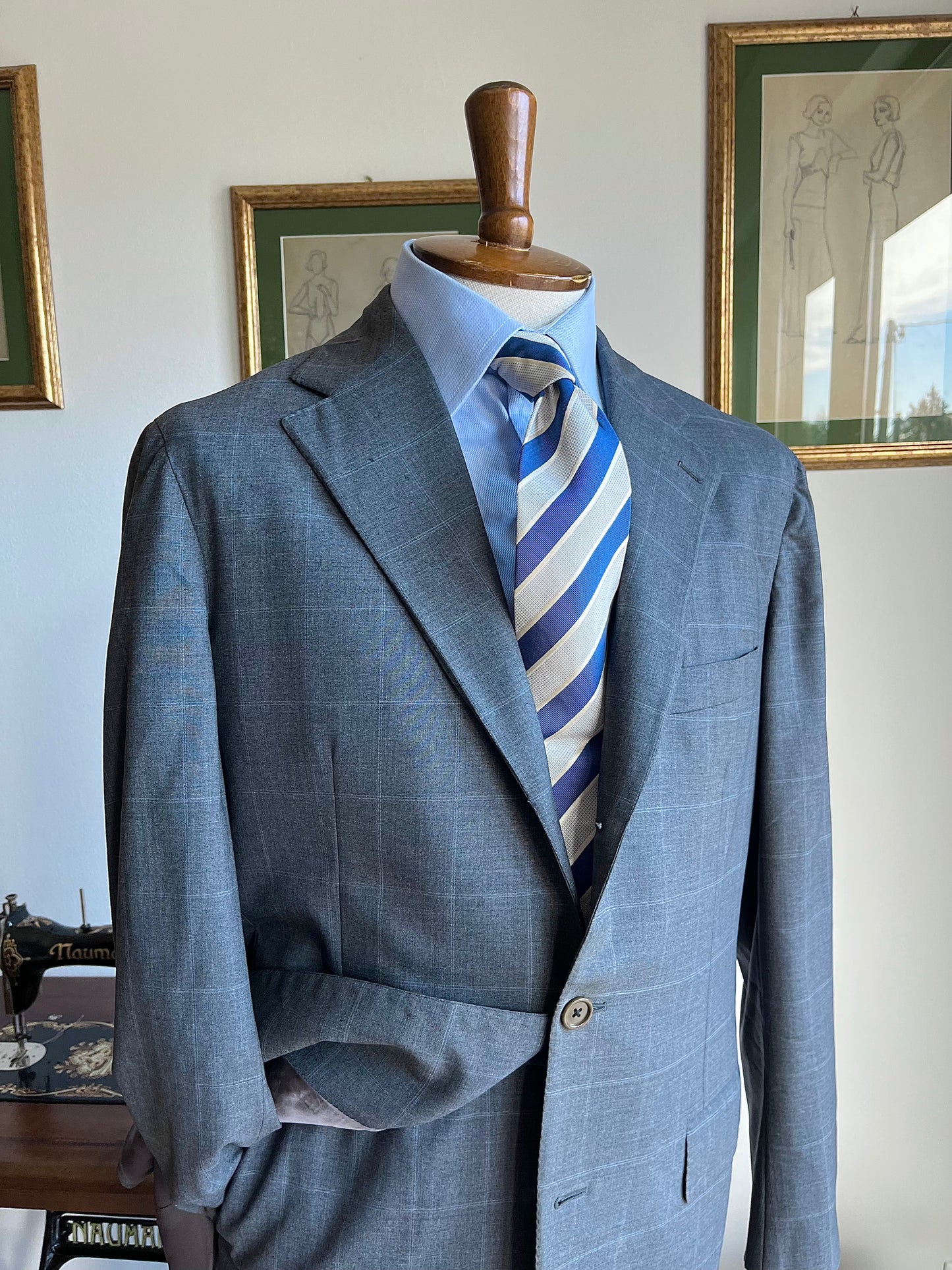 Completo windowpane spalla a camicia