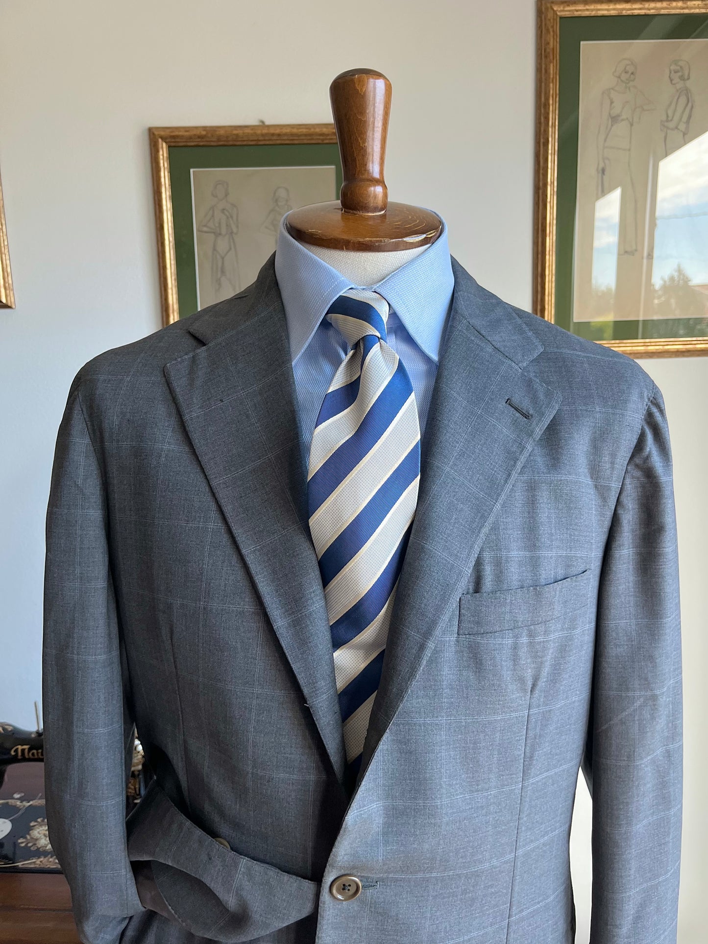 Completo windowpane spalla a camicia