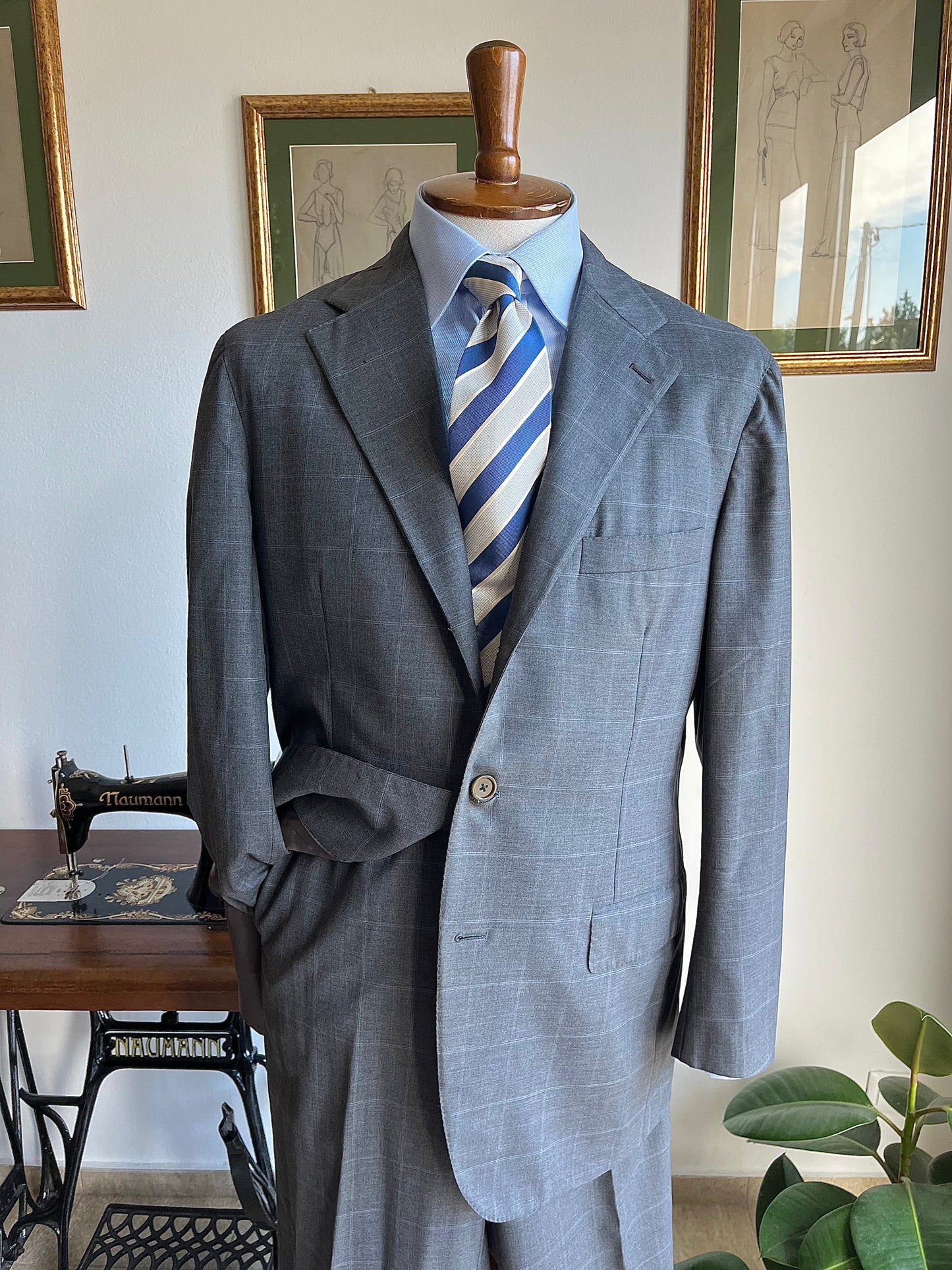 Completo windowpane spalla a camicia