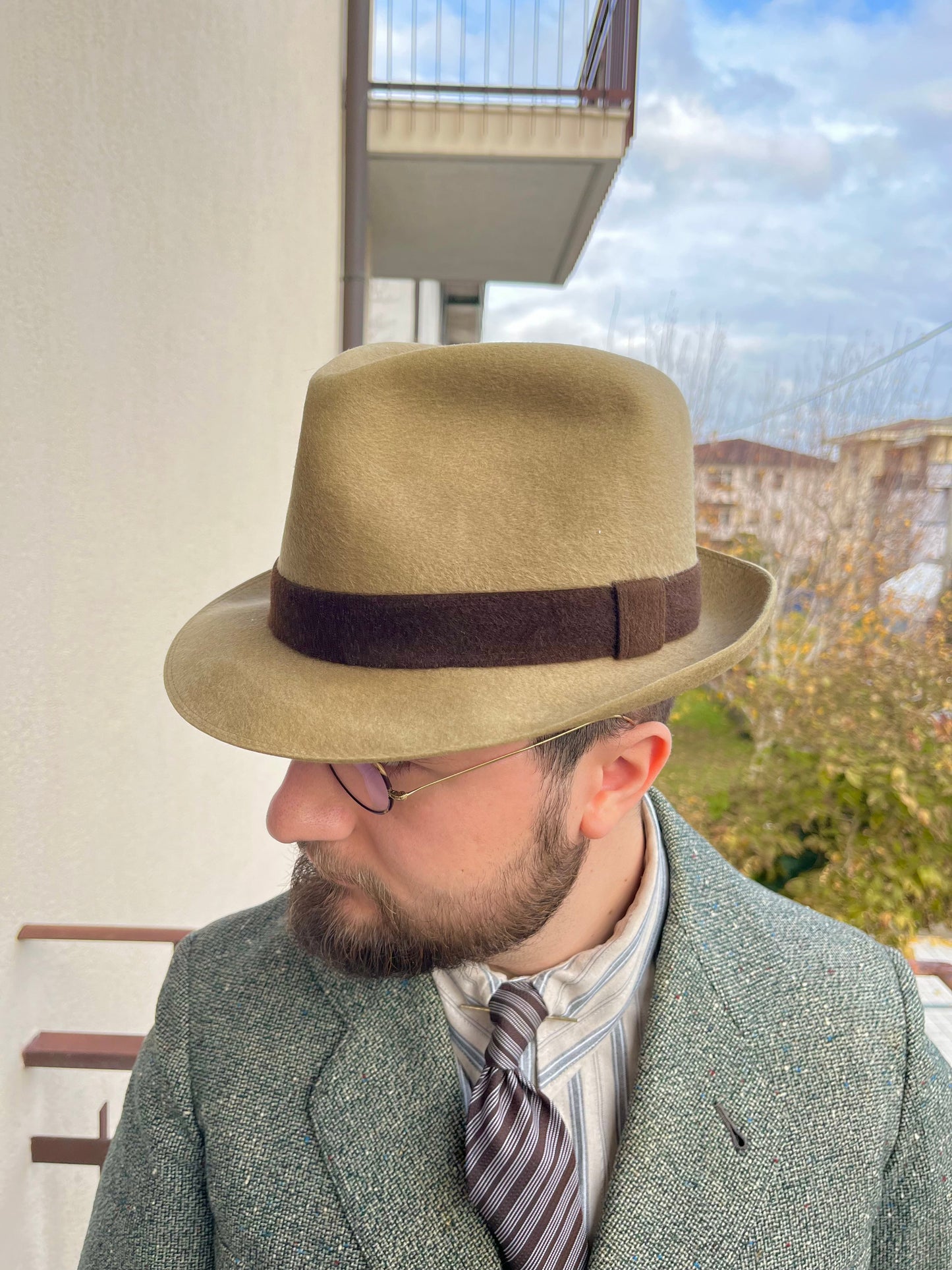 Trilby in feltro anni ‘70 colore beige