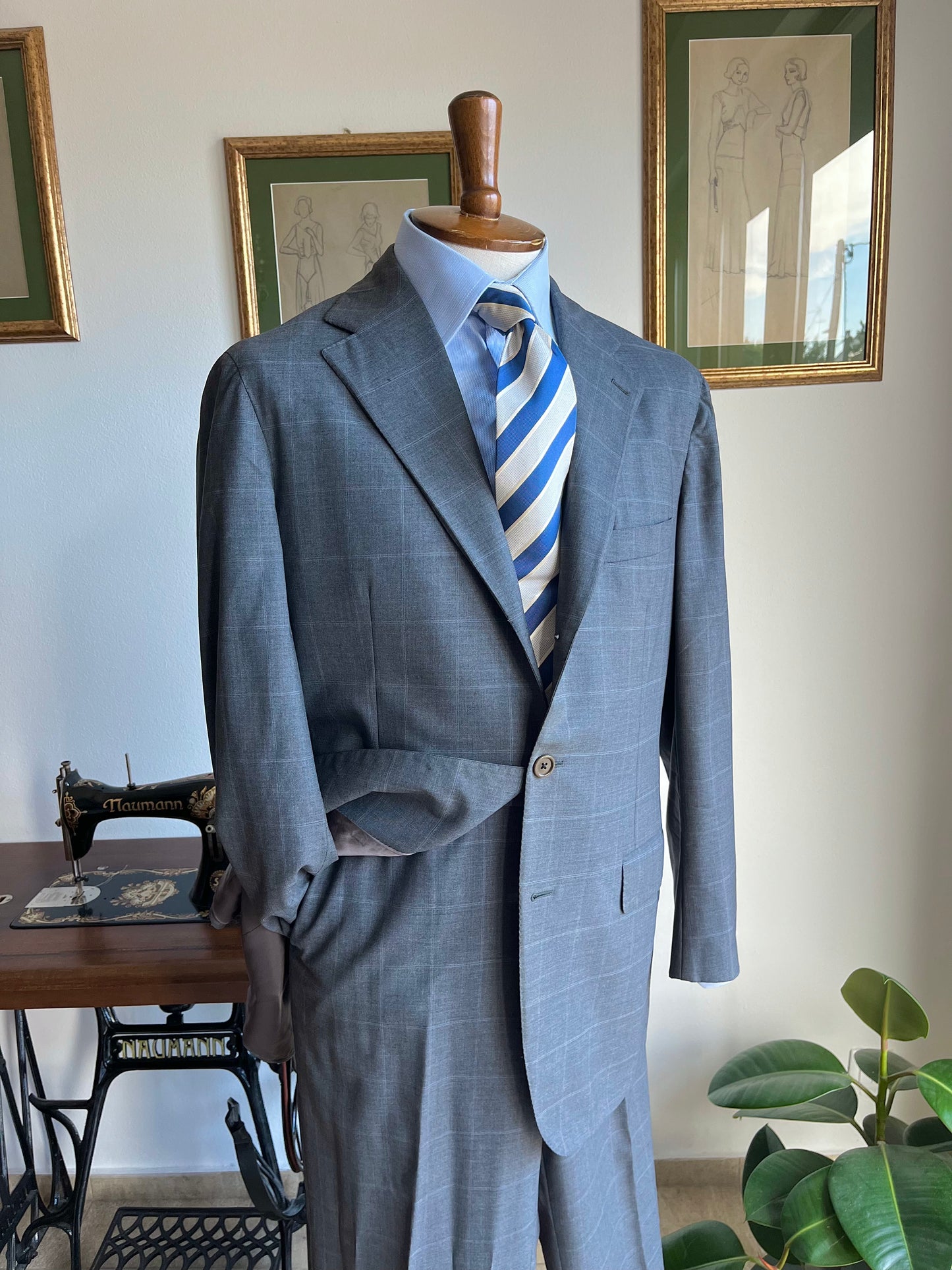 Completo windowpane spalla a camicia