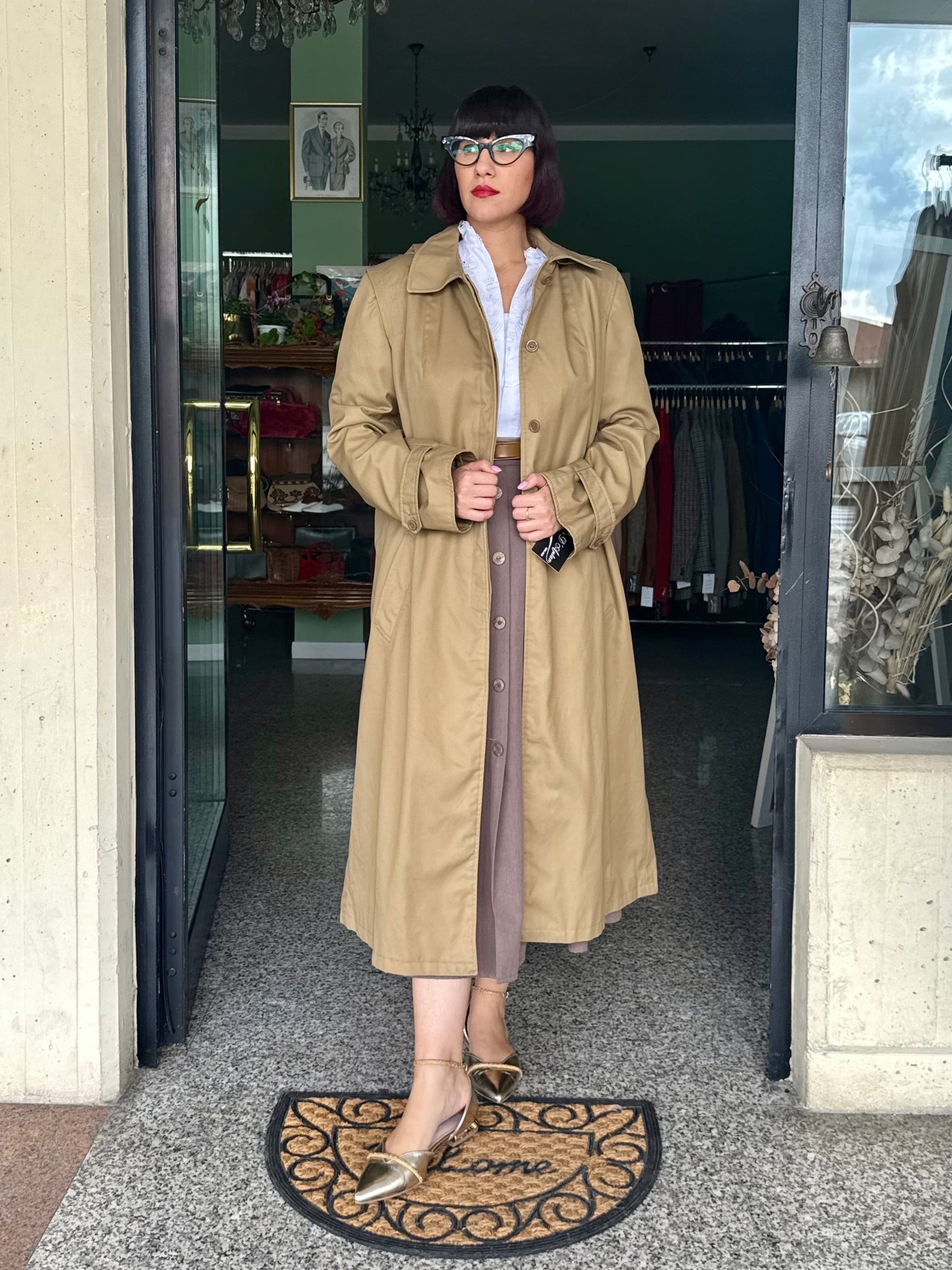 Trench sabbia anni ‘70 con cappuccio - TG. 42 - 48