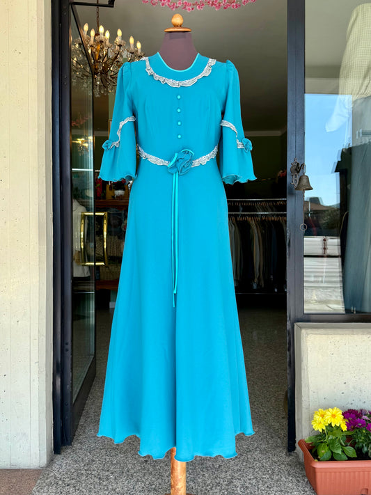 Maxi dress anni ‘70 turchese - TG. 40