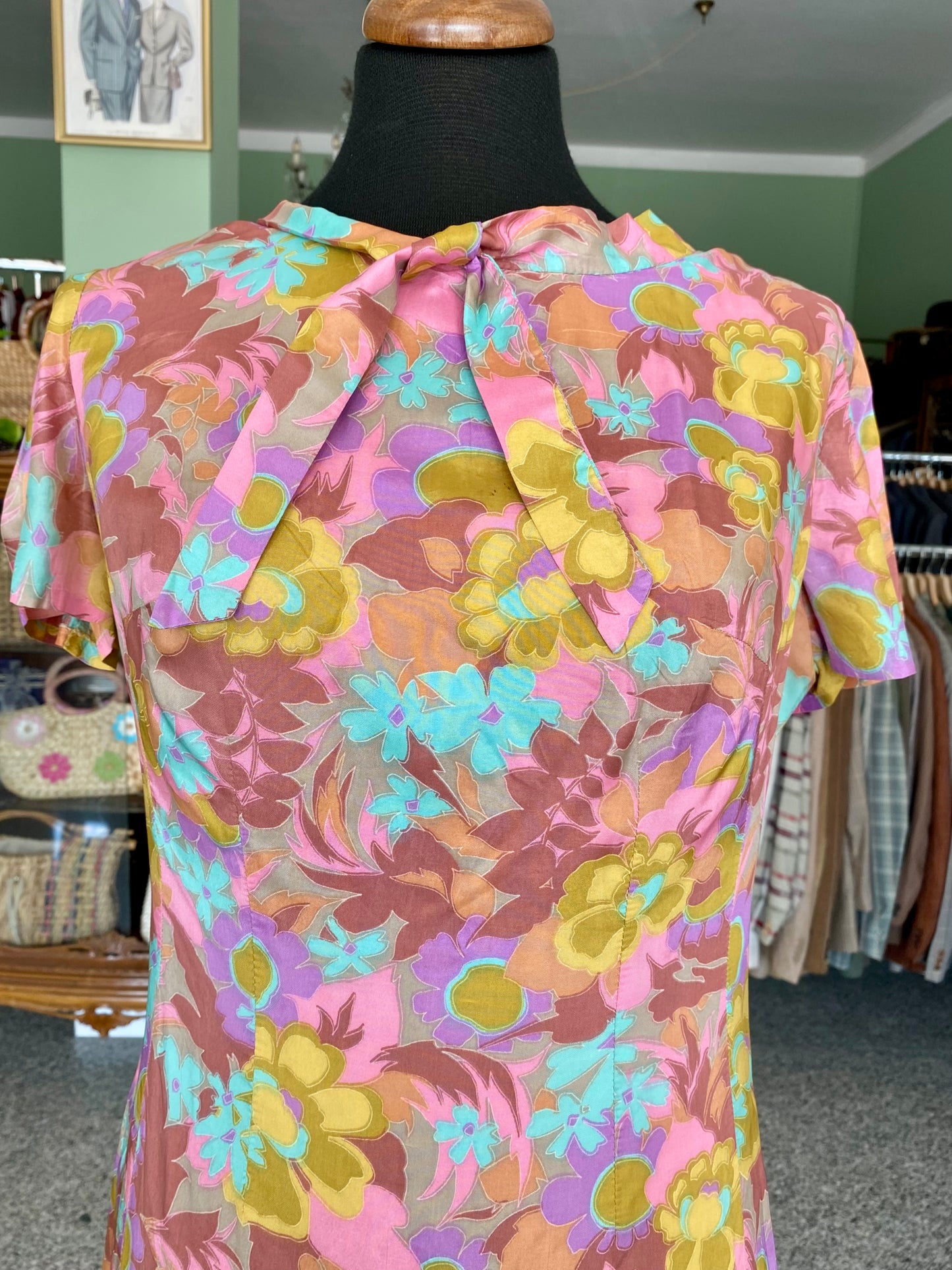 Abito in seta anni ‘60 con stampa iconica - TG. 46