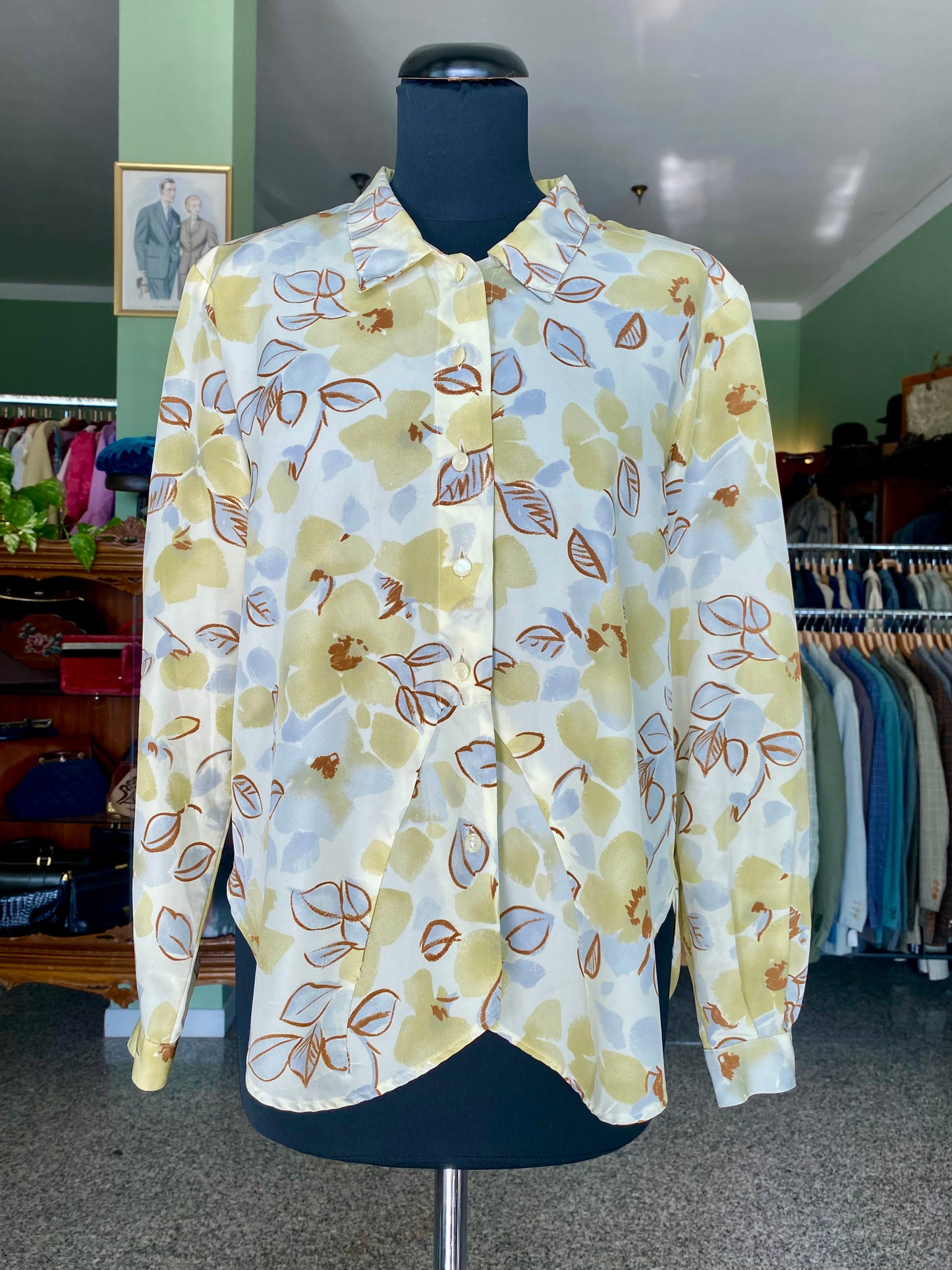 Camicia anni ‘80 stampa floreale stilizzata - TG. 44 circa