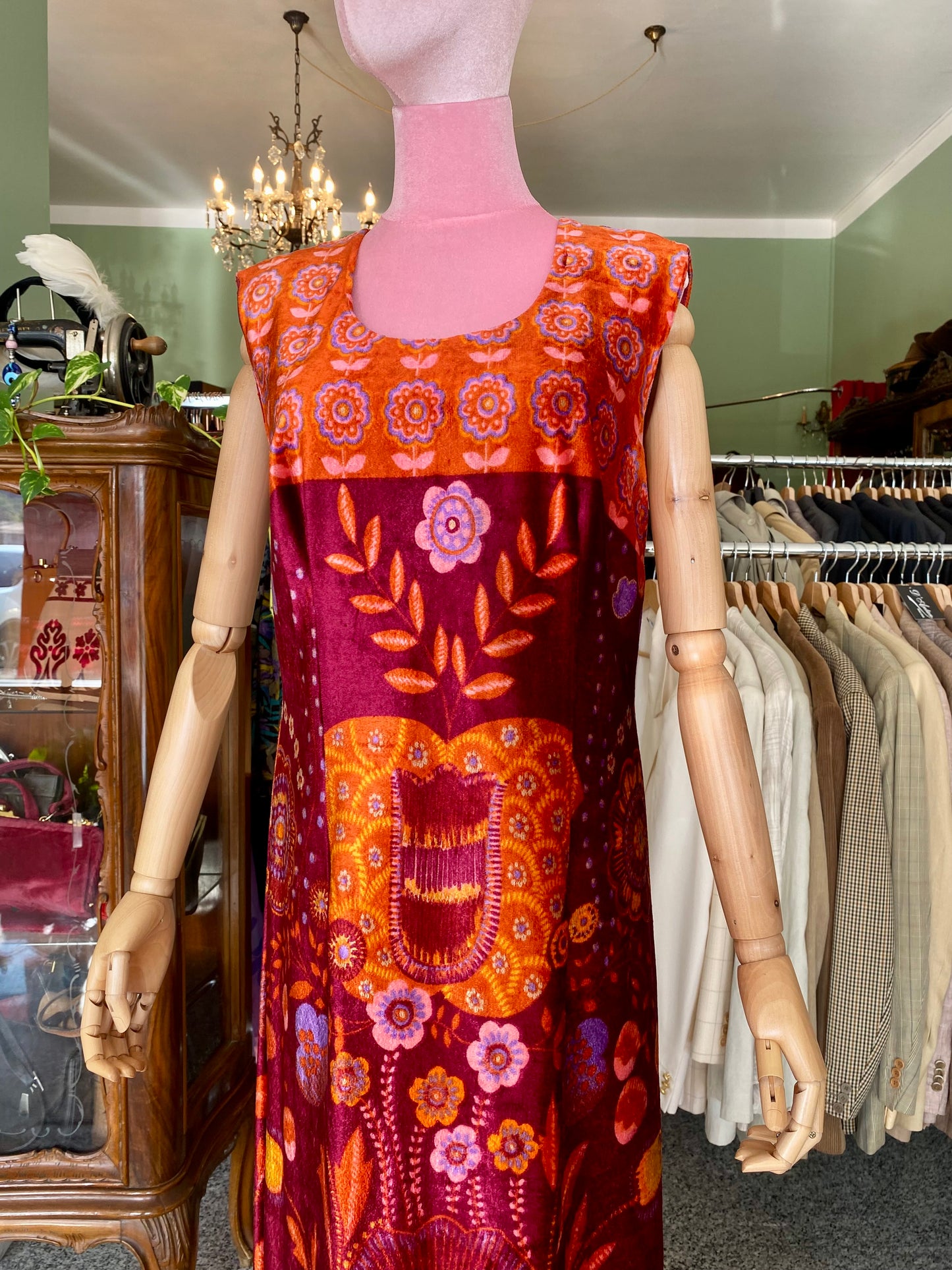 Maxi dress anni ‘70 in velour - TG. 46