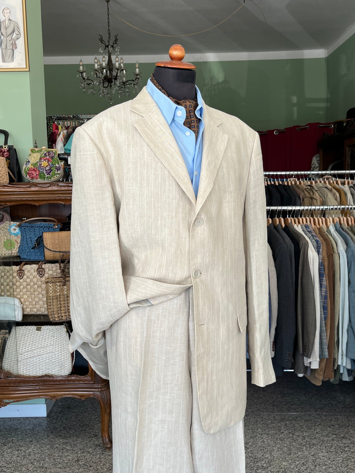 Completo in lino anni '90 tg. 58 extra lunga