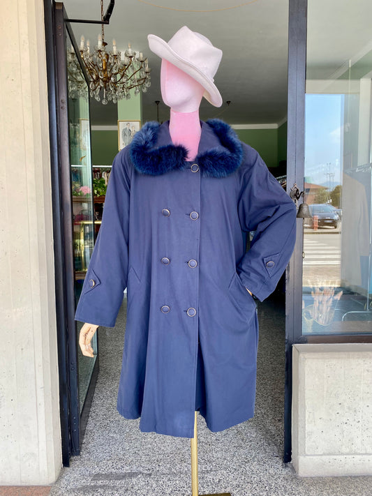 Trench blu con fodera in eco pelliccia - Per Roberta