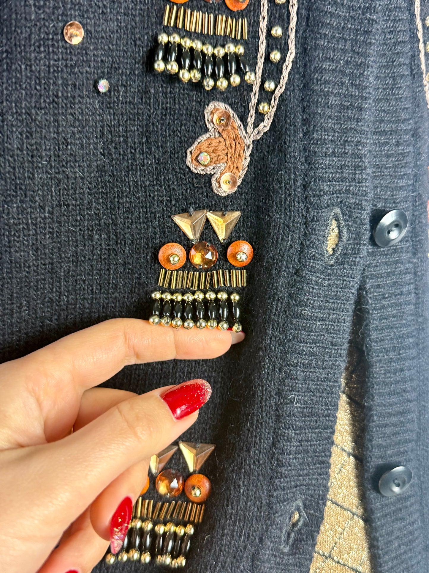 Cardigan in angora con ricami gioiello - TG. 42/44