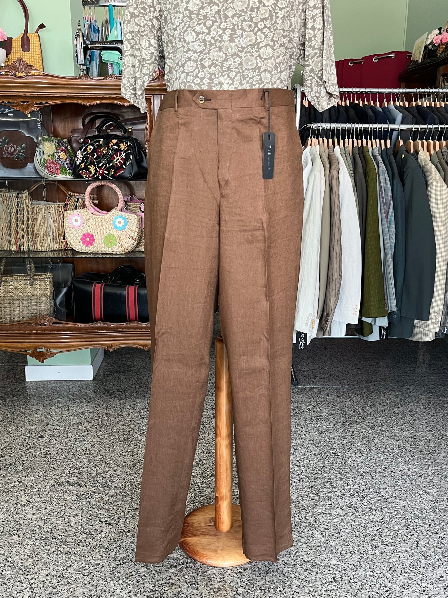 Calzoni anni ‘90 lino marrone NOS tg. 48