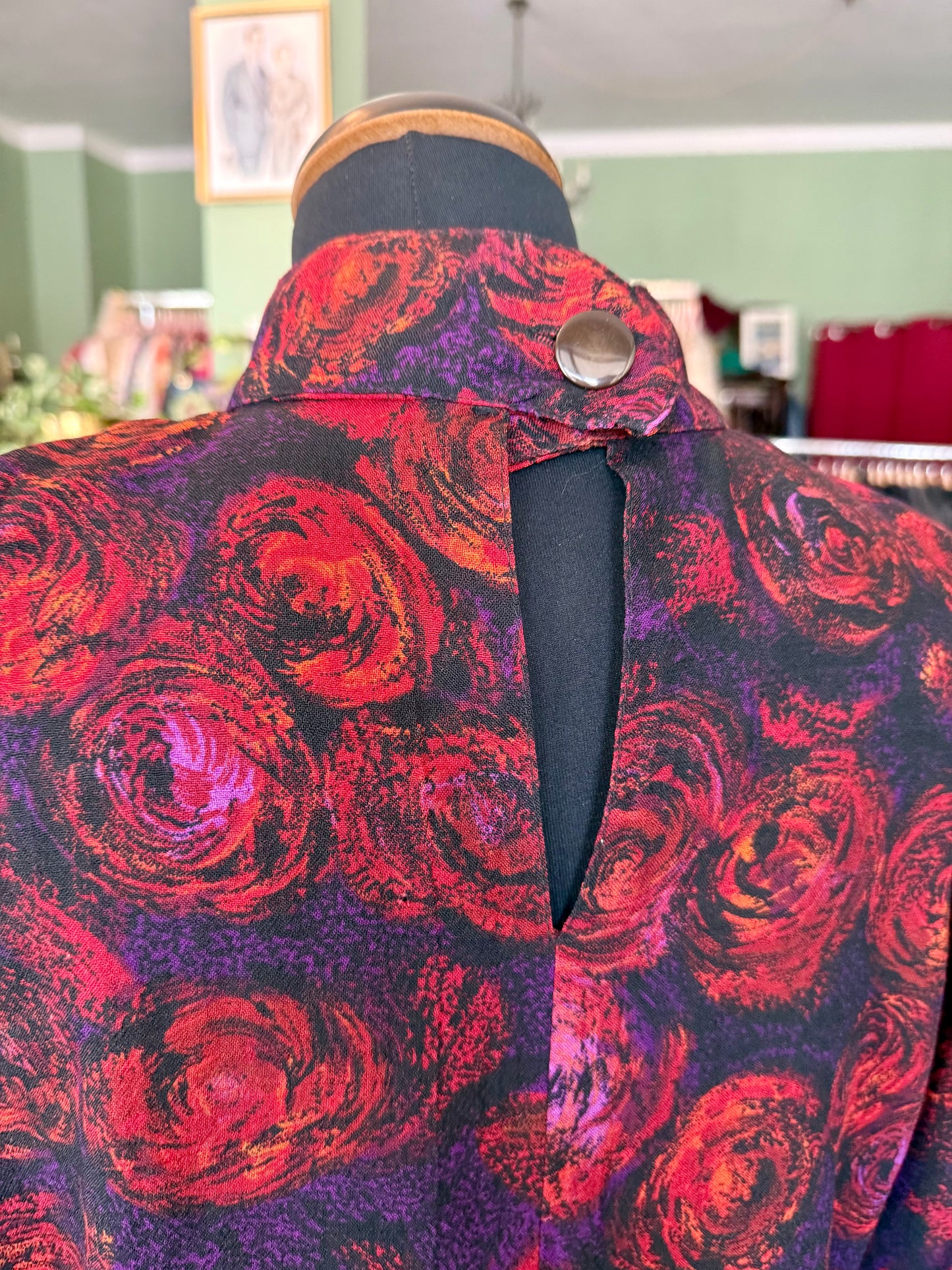 Abito blu e rosso con fantasia floreale - TG. 44