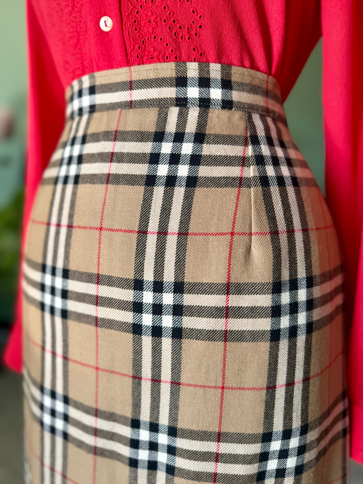Gonna sartoriale tessuto tipo Burberry - TG. 44