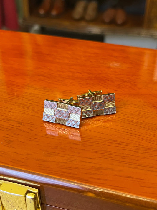 Gemelli dorati e argentati rettangolari