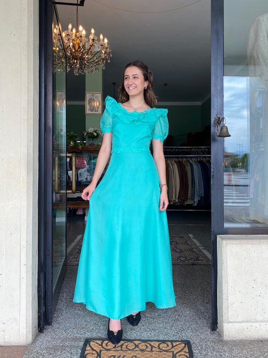 Maxi dress anni ‘70 color tiffany - TG. 38