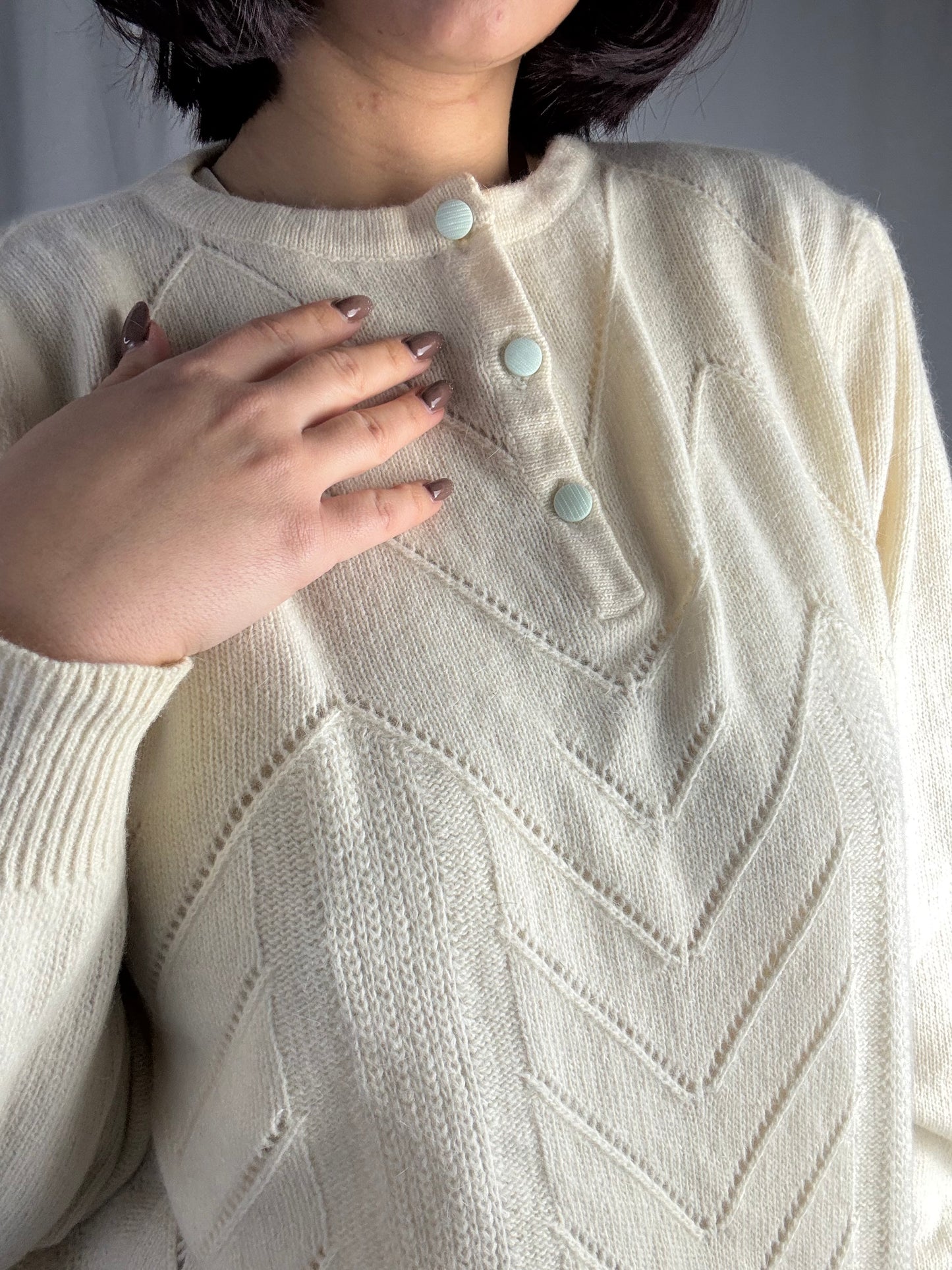 Maglione in lana con motivo a spina di pesce - TG. 42-46