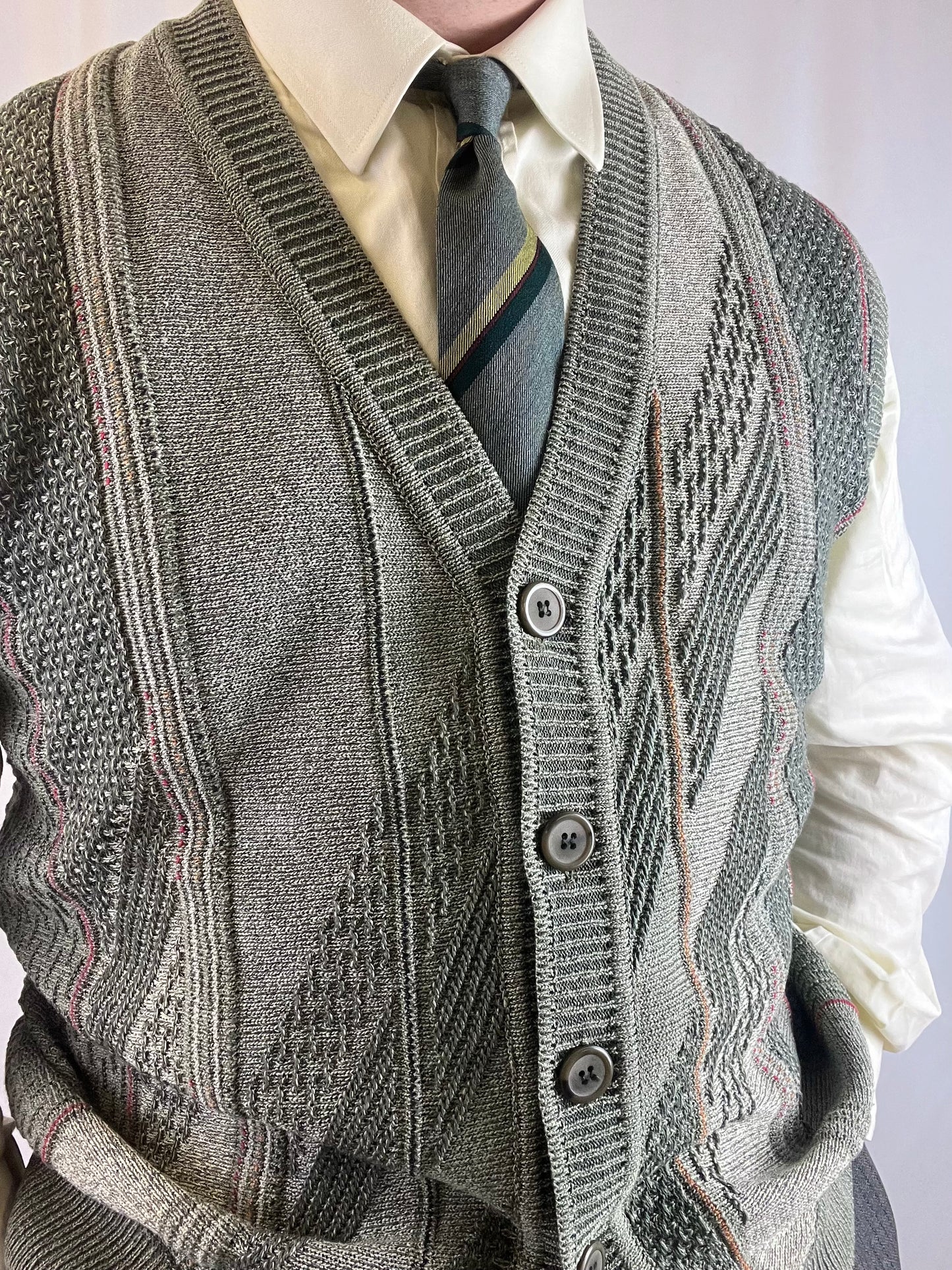 Gilet in maglia anni ‘80 salvia